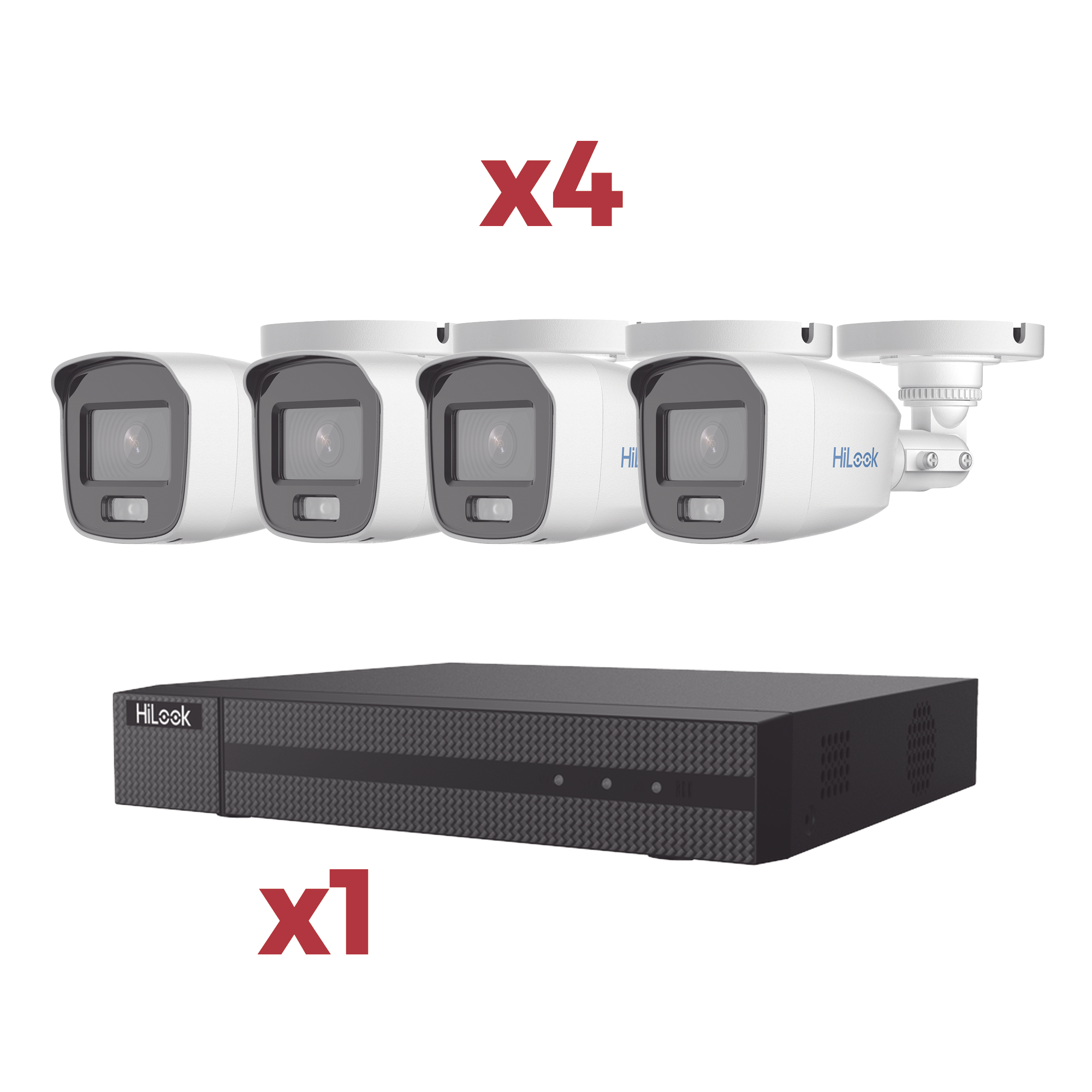 [Kit] DVR 4 Canales TurboHD + 1 Canal IP / 2 Megapixel (1080pLite) / AcuSense Lite / Audio por coaxitron / 1 Bahia de disco duro / 4 Cámaras 2 Megapixel tipo Bala / ColorVu Lite + Microfono Integrado