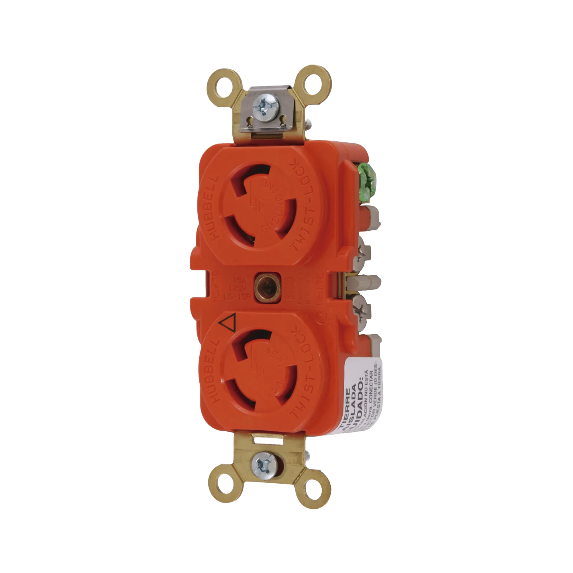 Receptáculo Duplex de Media Vuelta/ 15 A 125 V CA / 2 Polos 3 Hilos / Nema L5-15R.