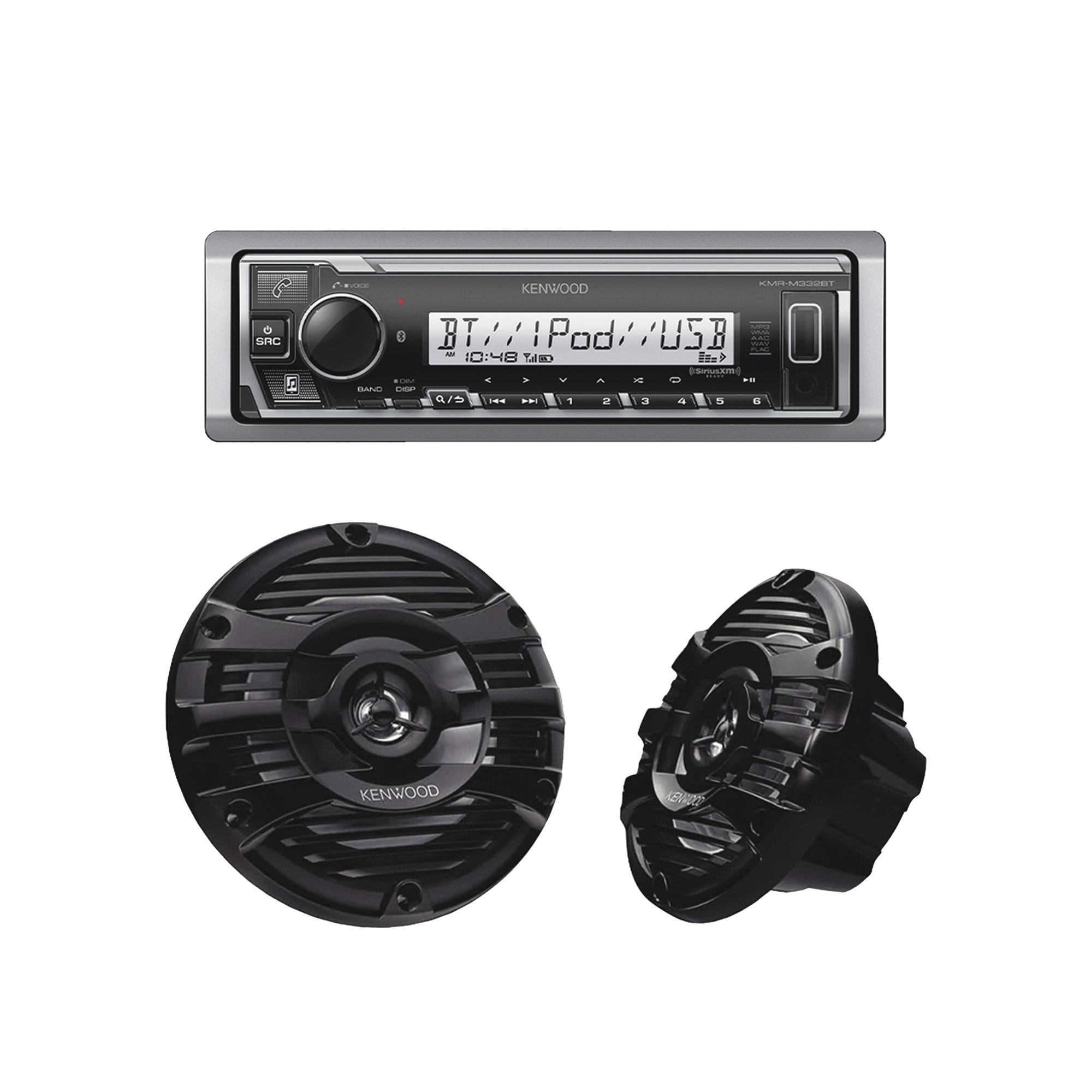 Kit de estéreo con Bluetooth KMR-M332BT | más Par de bocinas KFC-1653MRB