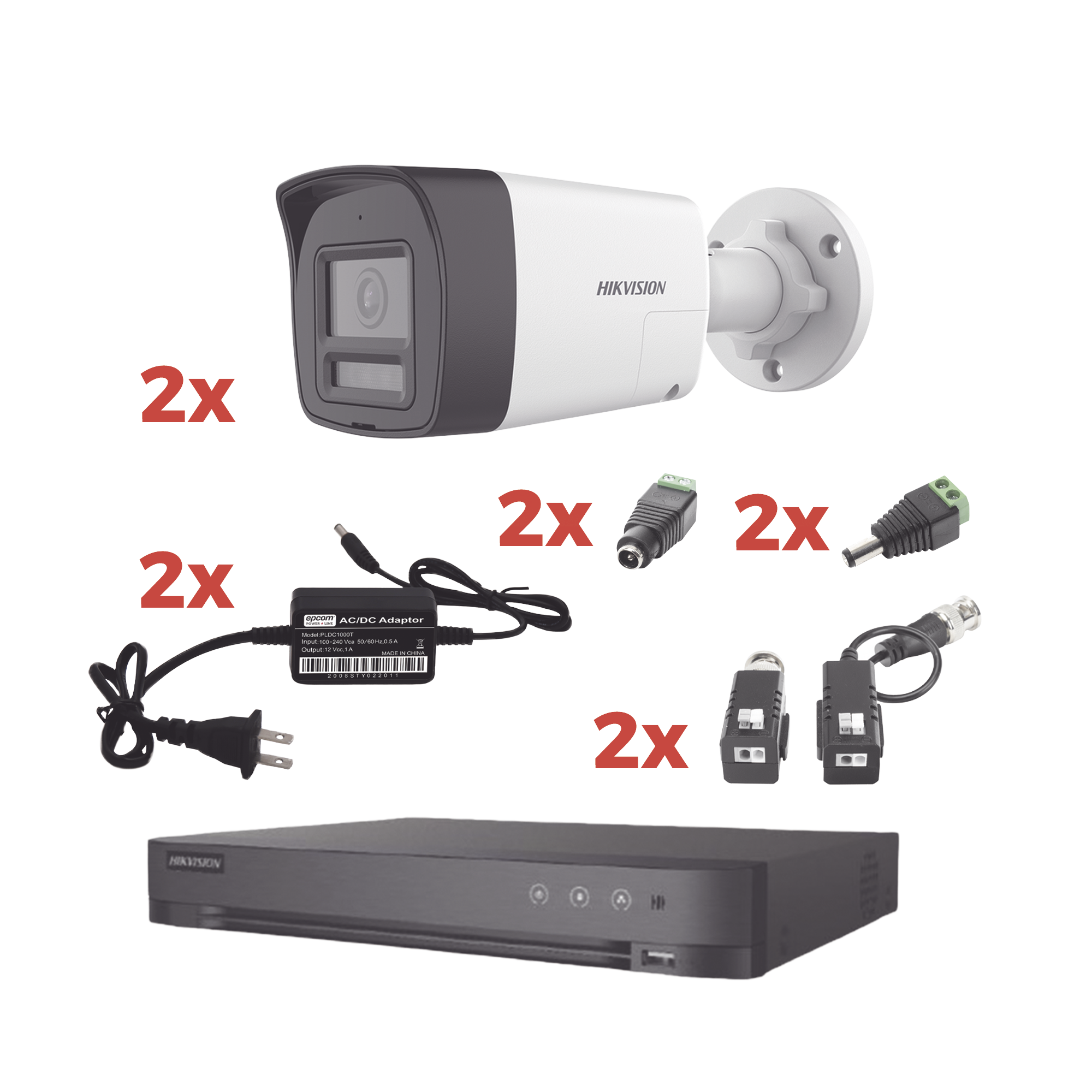 Kit Audio Bidireccional TurboHD 1080p / DVR 4 Canales / 2 Cámaras Bala (Exterior) con Bocina y Microfóno Integrado / 2 Fuentes de Poder / Accesorios