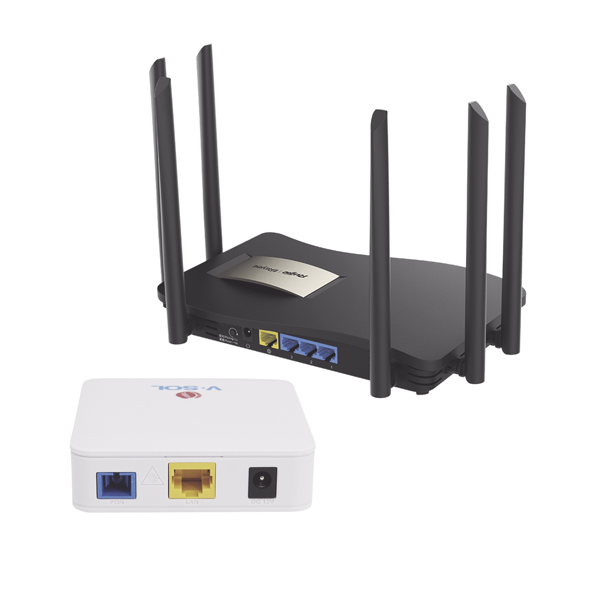 Kit 2 ONU Bridge V-Sol, Dual GPON/EPON con Router Home Mesh Ideal para distribuciones WISP de mayor cobertura Wi-Fi en Hogares y Oficinas