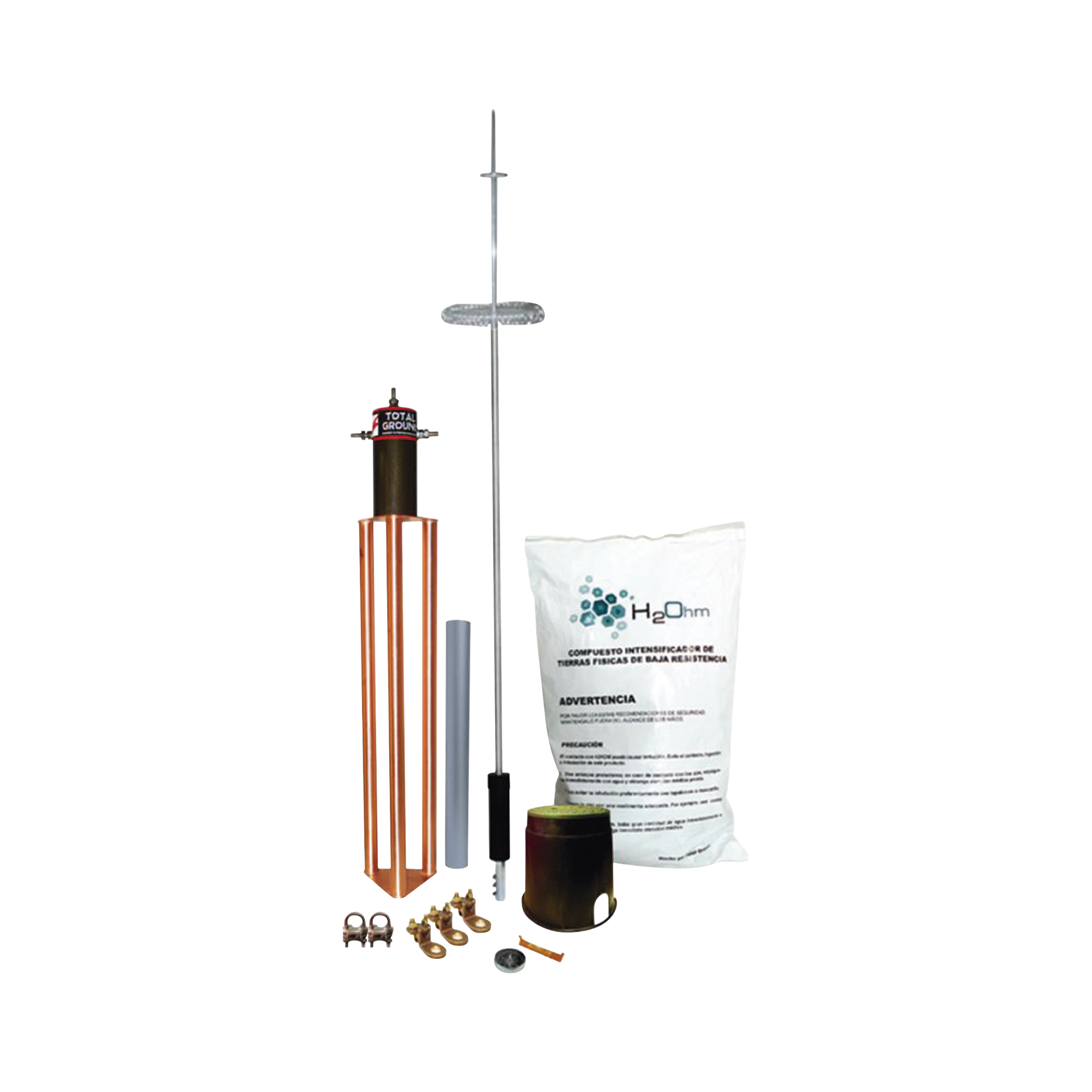 Kit de Pararrayo para Torre o Poste tipo Dipolo Corona con Electrodo y Accesorios de instalación.