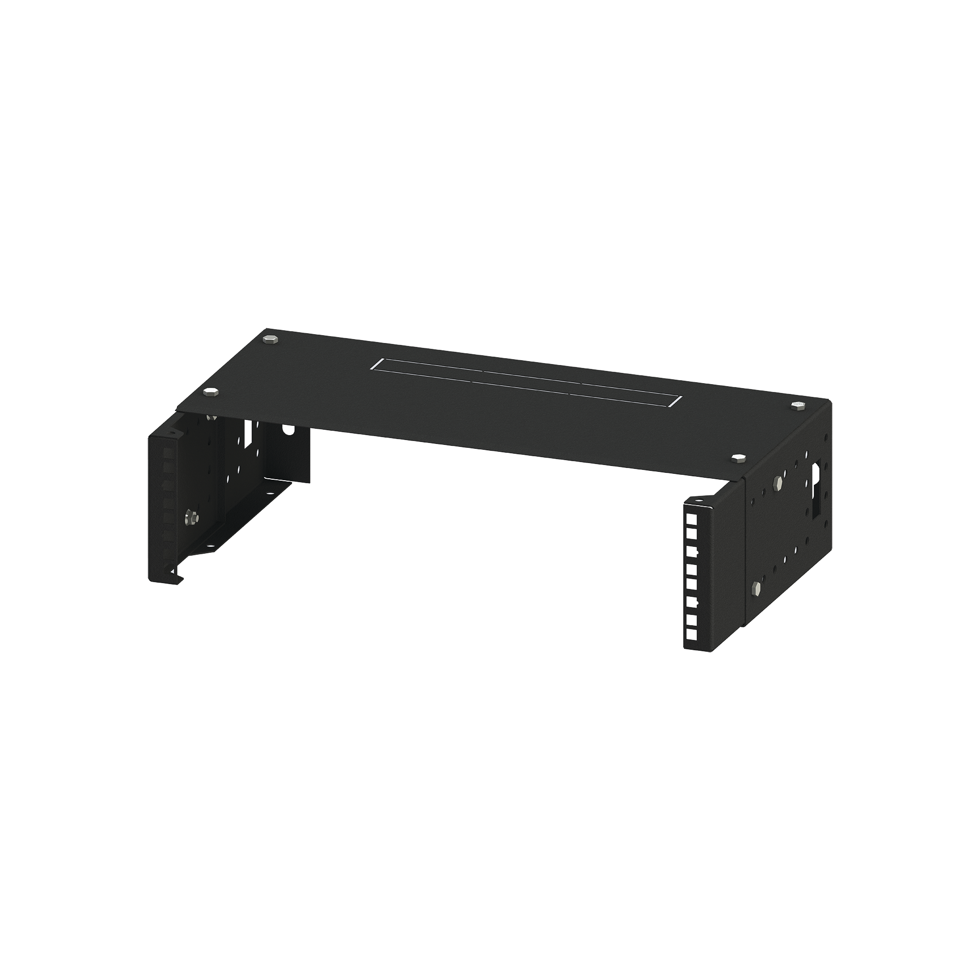 Rack Abierto de montaje en Pared, de 19in,  Profundidad Ajustable (8" a 12") de 2.5  Unidades de rack, con Capacidad de Crecimiento.