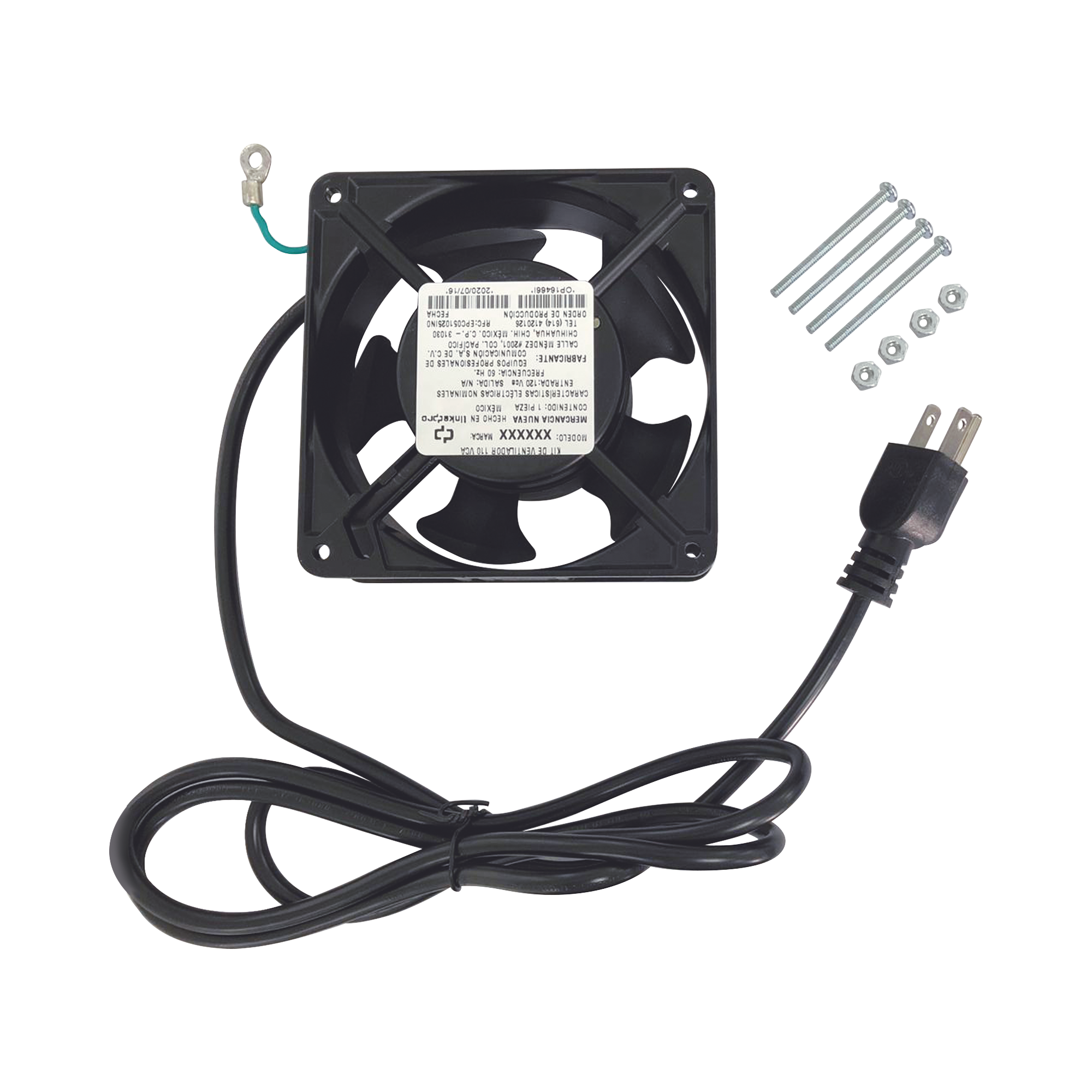 Ventilador 110 Vca de 12 x 12 cm con Cable y Clavija