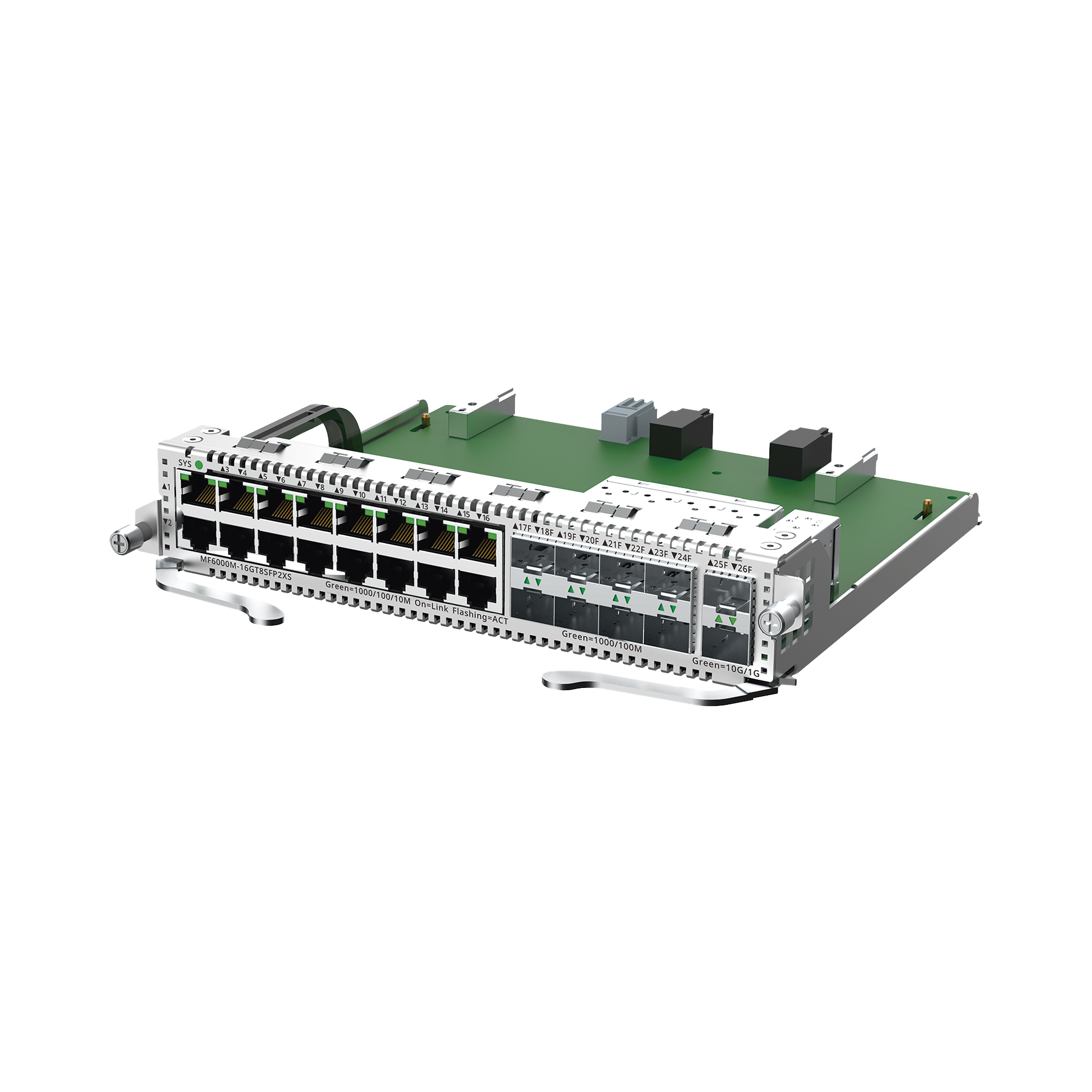 e-Lighten Tarjeta Modular para OLT modelo RG-NBF6002M, 16 puertos Ethernet de 1G, 8 puertos SFP de 1G y 2 puertos SFP+ de 10G