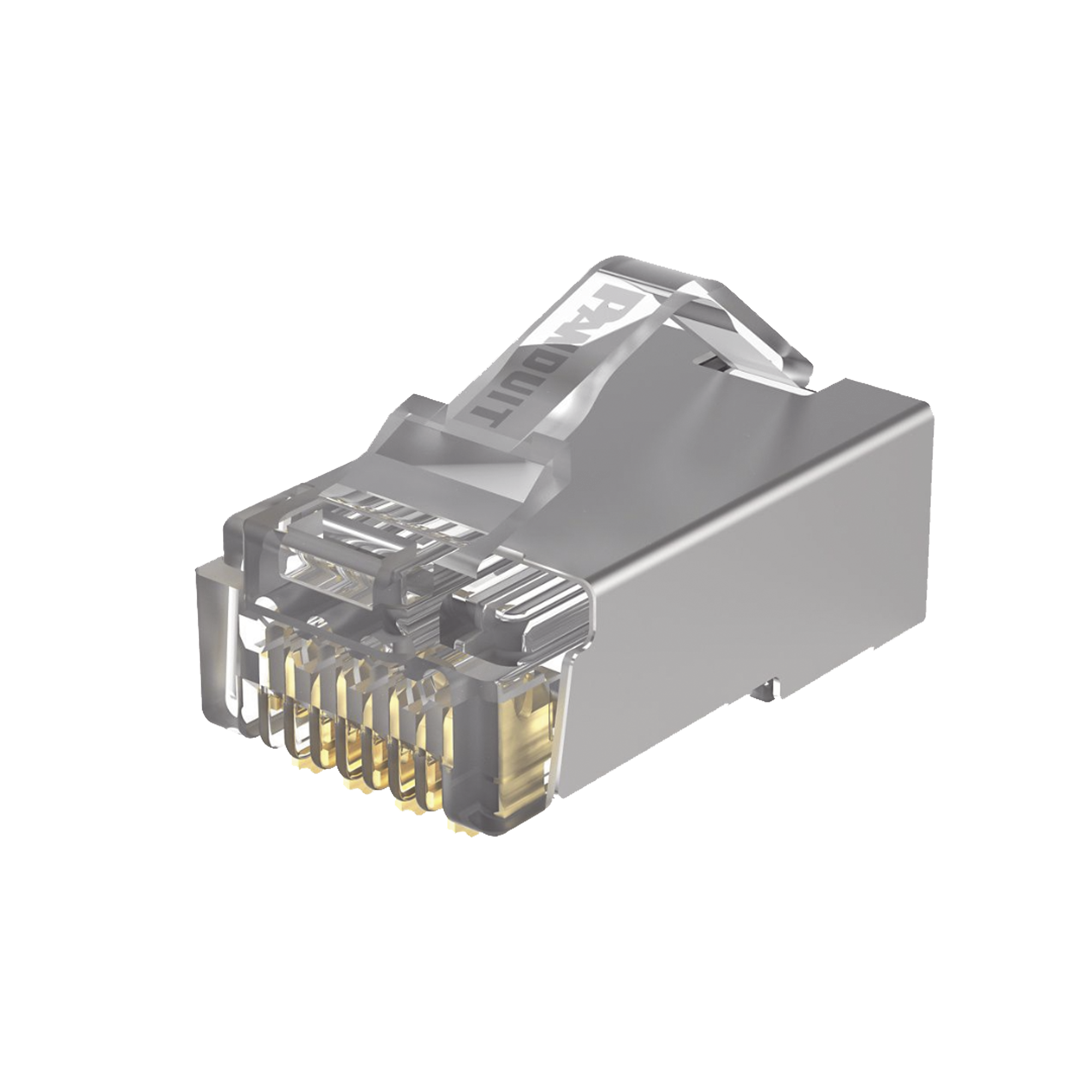 Plug RJ45 Cat5e Blindado, Para Cable UTP de Calibres 24-26 AWG, Chapado en Oro de 50 micras, Paquete de 100 piezas