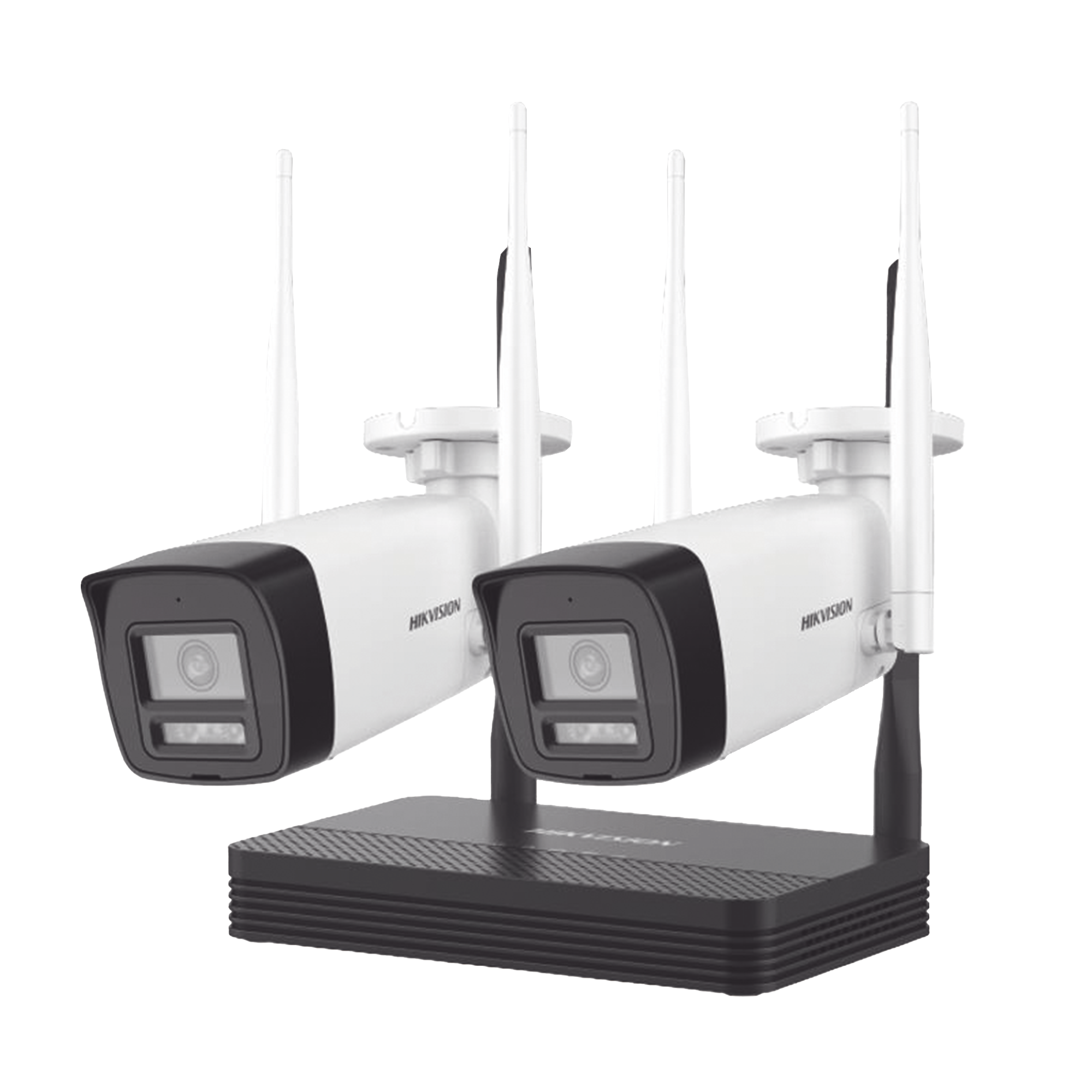 Kit IP Inalámbrico 4 Megapixel / NVS 4 Canales / 2 Cámaras Bala para Exterior con Lente 2.8 mm y Dual Light (30 mts IR + 30 mts Luz Blanca) / Audio Bidireccional (Micrófono y Bocina) / Soporta Micro SD de 512 GB