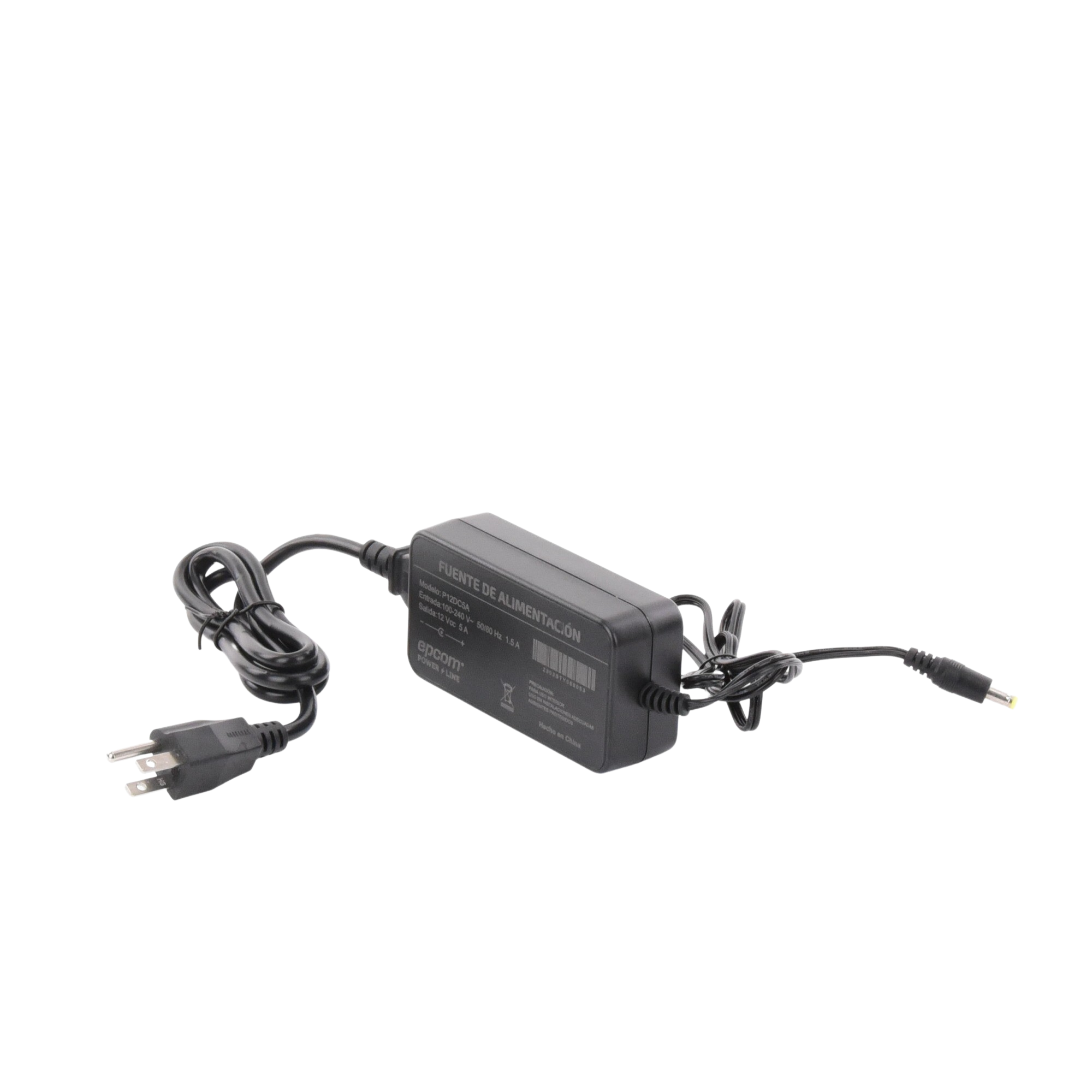 Adaptador de Pared con Cables de Extensión para Mayor Alcance 12 Vcc / 5 Amperes / Profesional / 0.5 metros a la toma de alimentación / 0.5 metros a la conexión del dispositivo