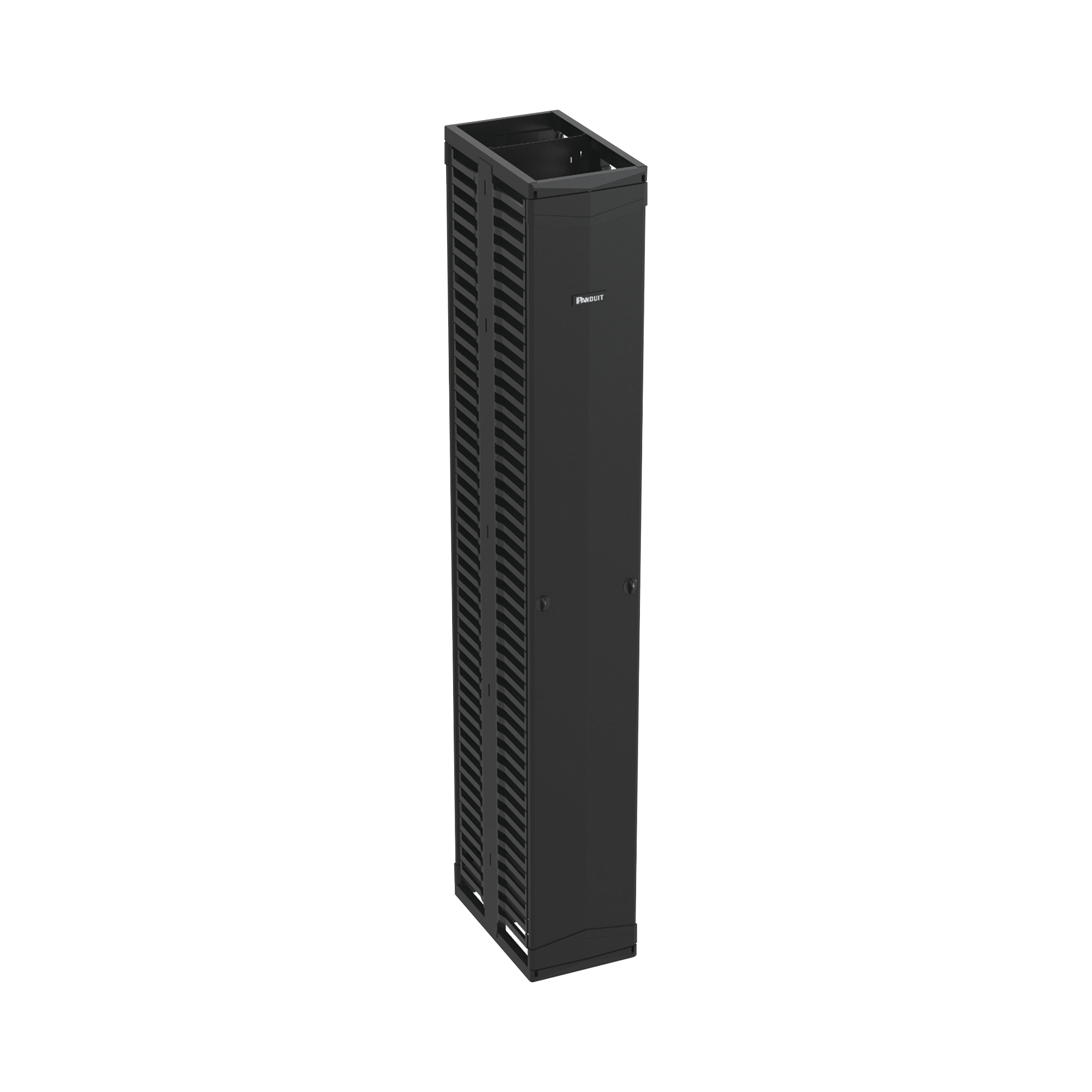 Organizador Vertical PatchRunner™, Doble (Frontal y Posterior), Para Rack Abierto de 45 Unidades, 12in de Ancho, Color Negro