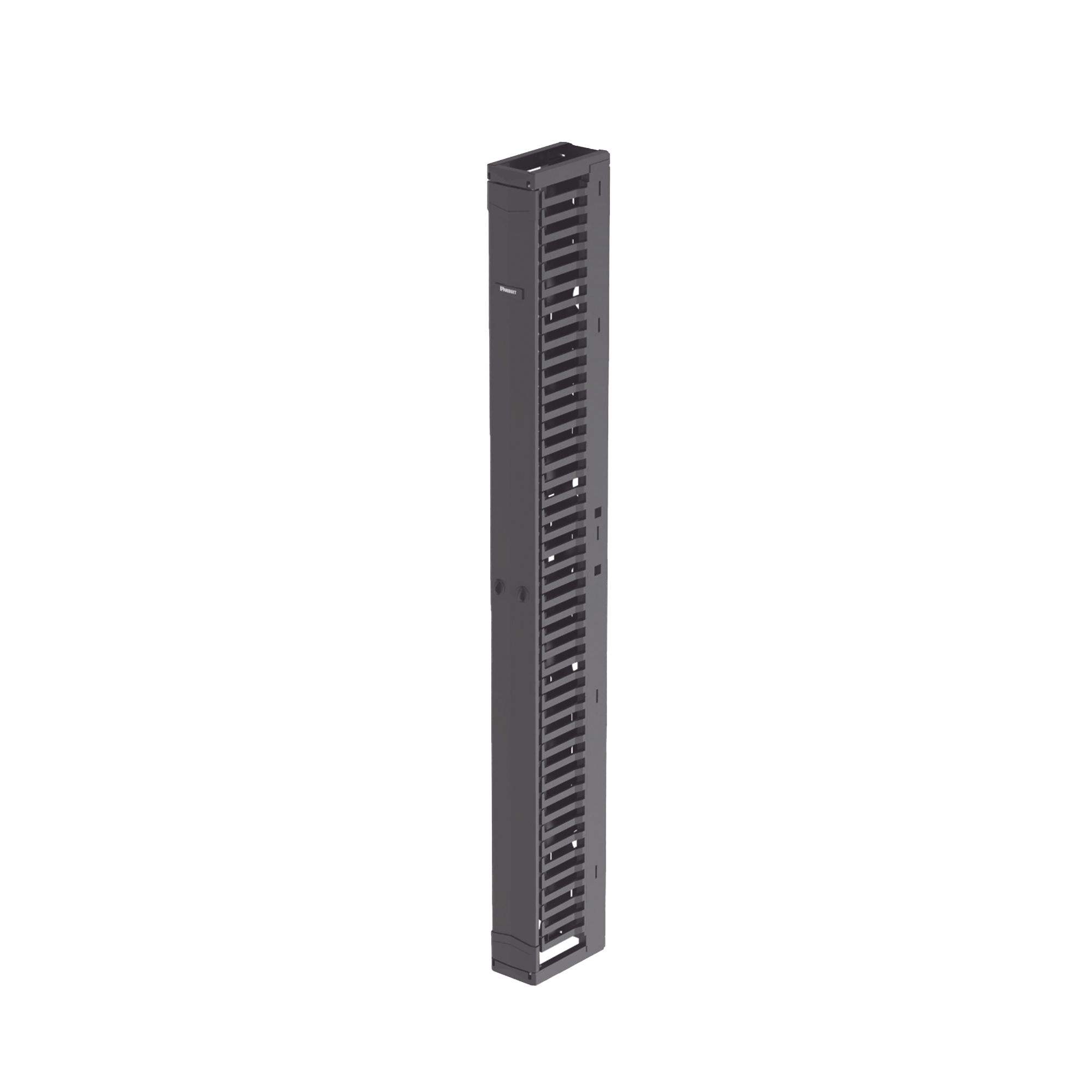 Organizador Vertical PatchRunner™, Sencillo (Solo Frontal), Para Rack Abierto de 45 Unidades, 6 in de Ancho, Color Negro