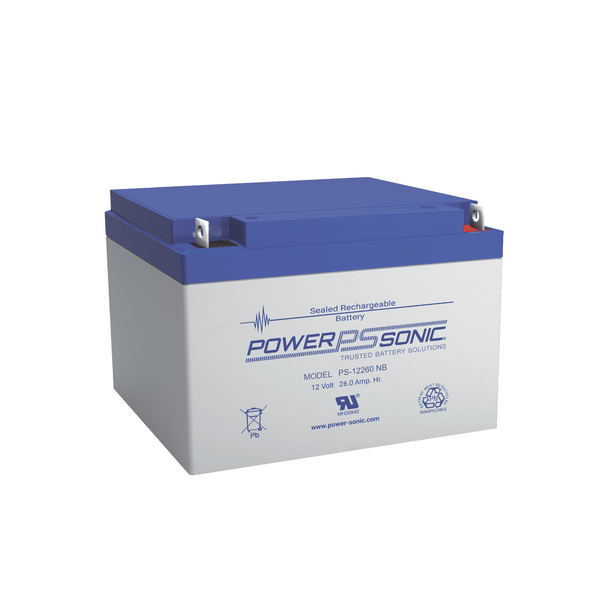Batería 12V, 26AH, Para Respaldo, Tecnologías AGM/VRLA, 5 Años Vida Útil, Terminales T12, Reconocida UL