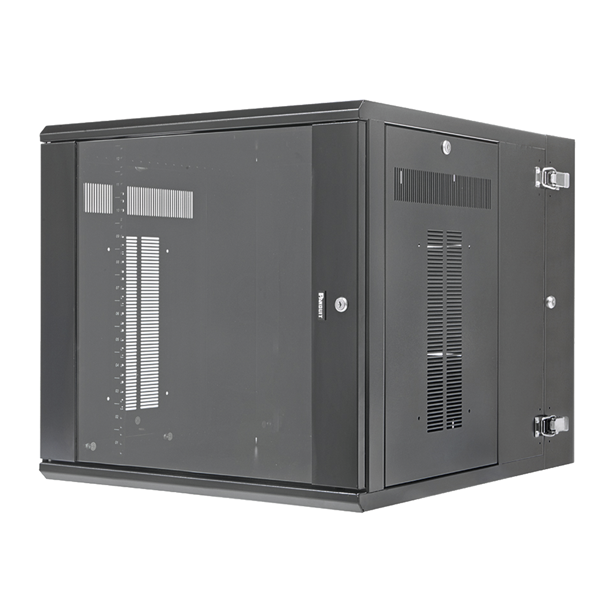 Gabinete PanZone de Montaje en Pared, de 19in, Puerta con Ventana de Seguridad, 12 UR, 762mm de Profundidad, Color Negro