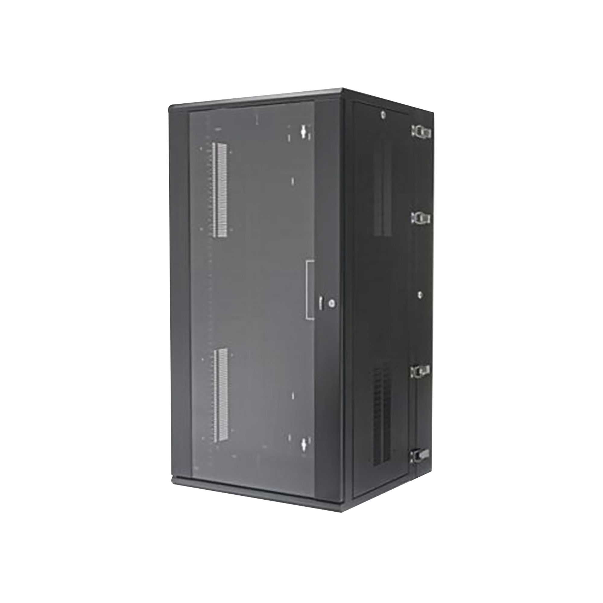 Gabinete PanZone de Montaje en Pared, de 19in, Puerta con Ventana de Seguridad, 26 UR, 635mm de Profundidad, Color Negro