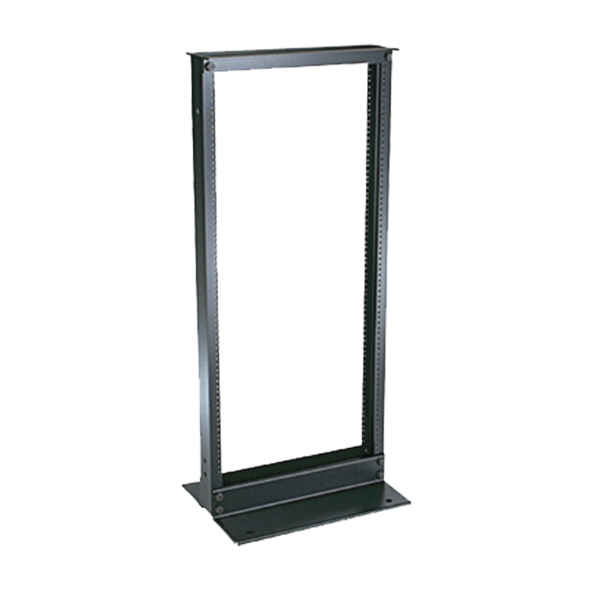 Rack de Dos Postes Estándar de 19 in, Rieles Numerados y Roscados #12-24, Fabricado en Aluminio, 24 Unidades de Rack, Color Negro