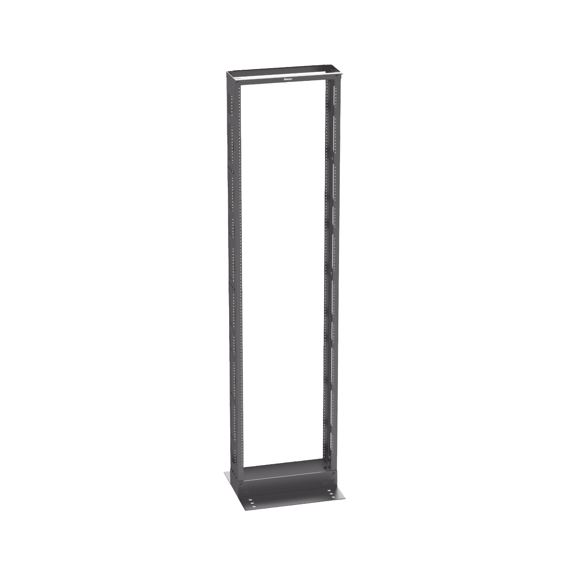 Rack de Dos Postes Estándar de 19 in, Rieles Numerados y Roscados #12-24, 6 in de Profundidad, Fabricado en Acero, 45 Unidades de Rack, Color Negro