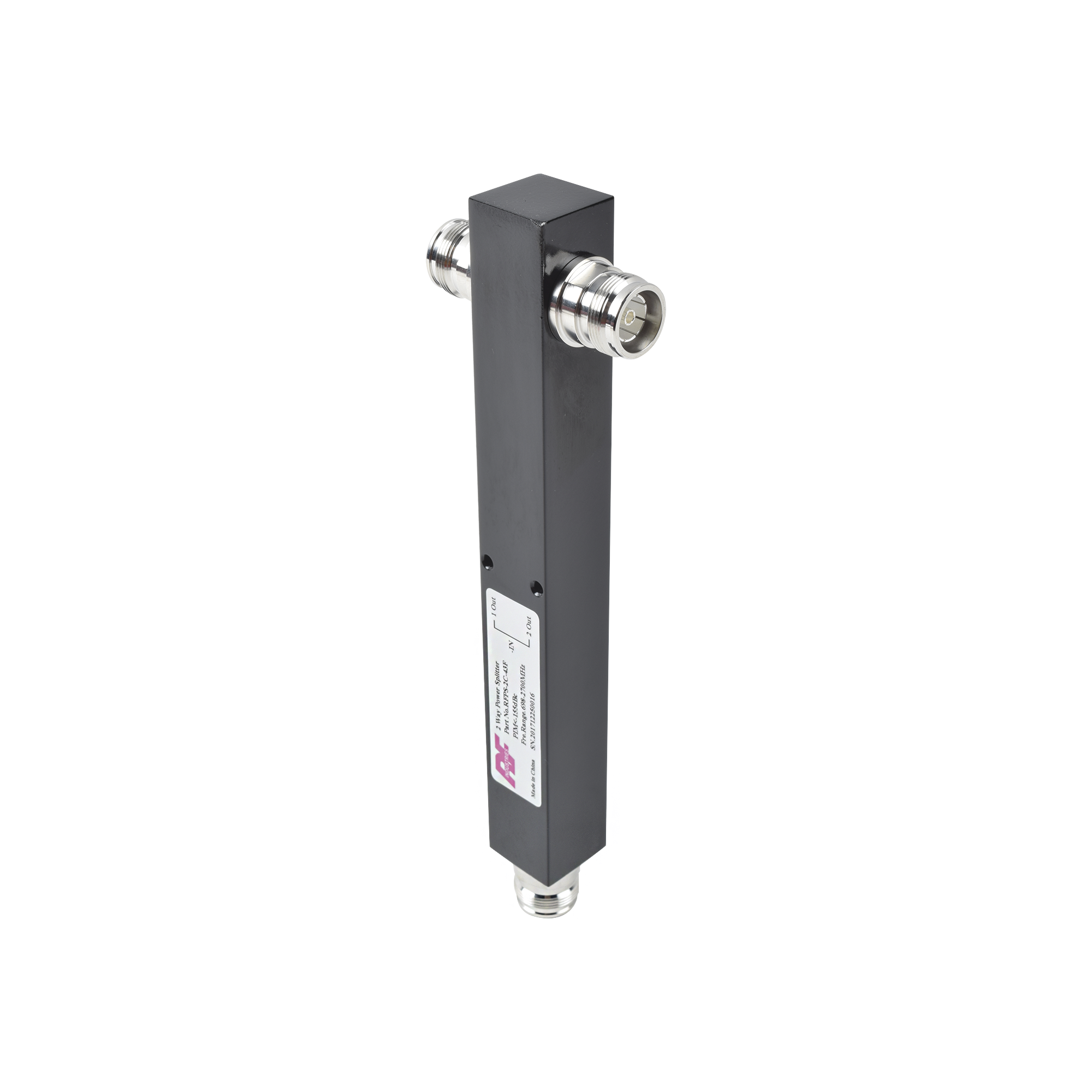 Divisor de Potencia de 1 a 2 Vías para 698-2700 MHz, 500 Watt, Conectores 4.3-10 Hembra.