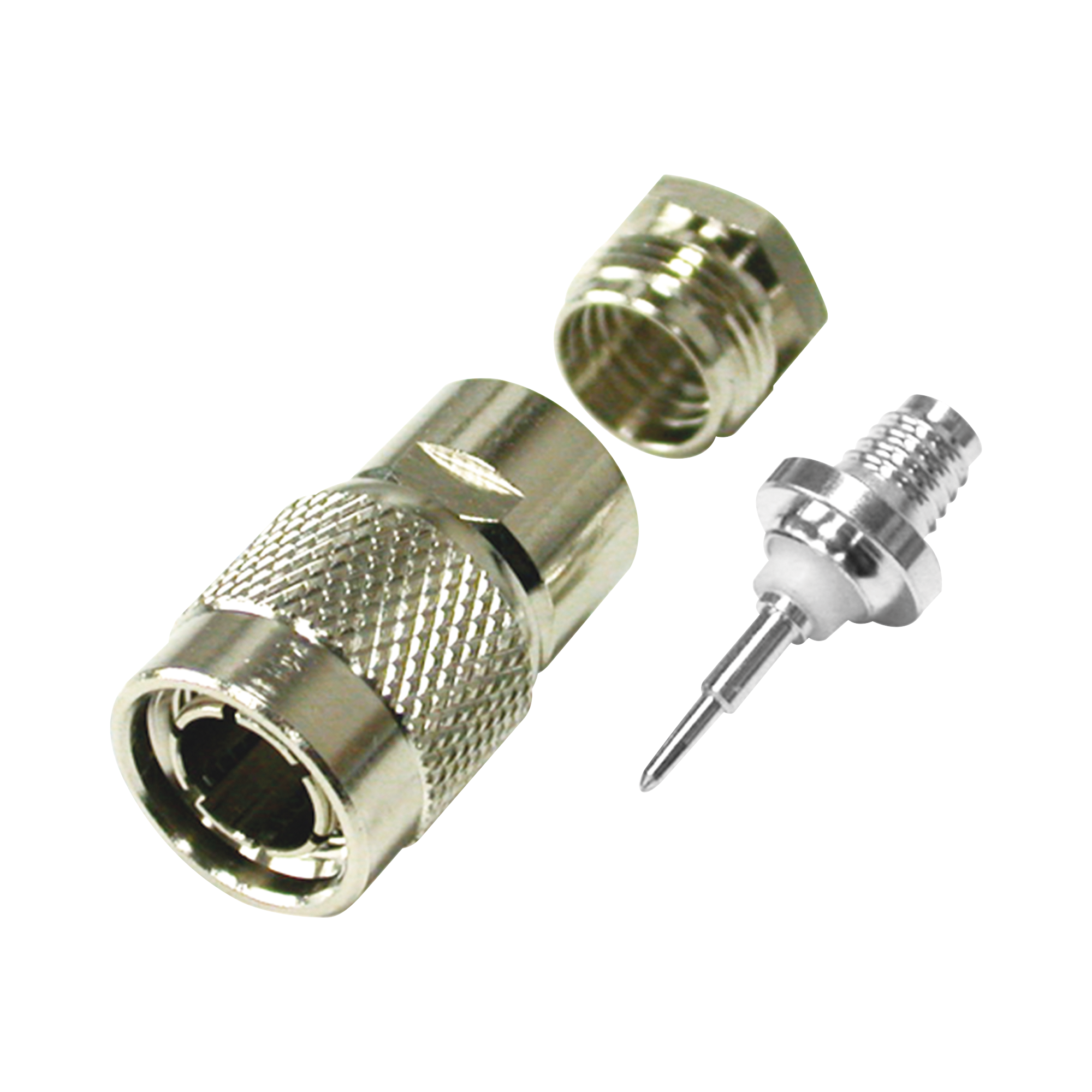 Conector TNC Macho de Rosca para Cable RG-59/U, Grupo D, Níquel/ Plata/ Teflón.