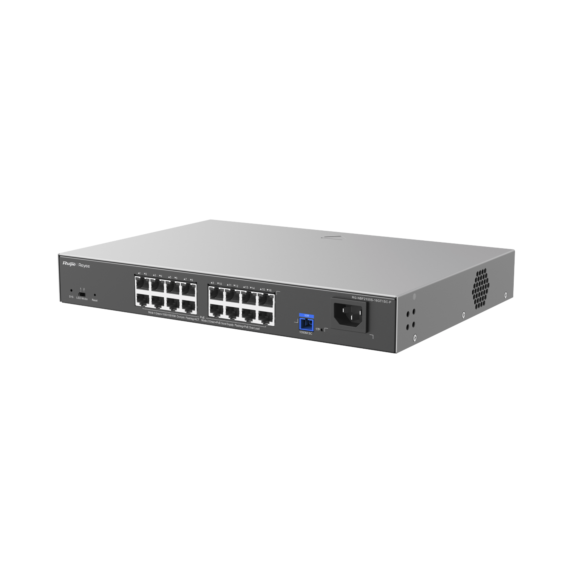 e-Lighten ONU / Switch PoE+ Hibrido, Capa 2 con un Puerto PON 1G SC/UPC y 16 Puertos Ethernet PoE+ 1G hasta 240 Watts y 100 Clientes
