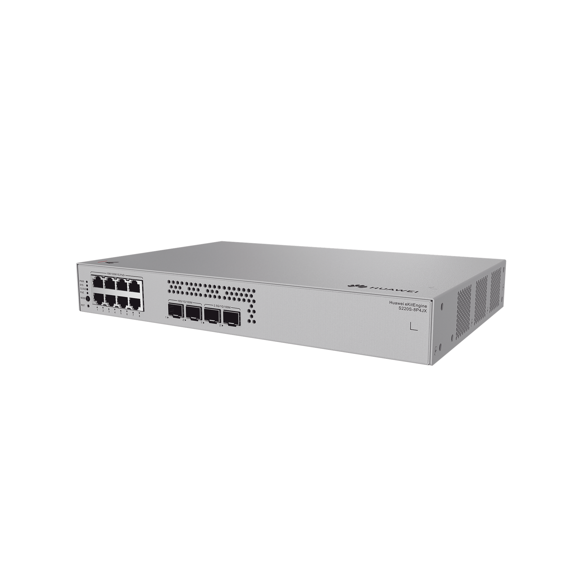 Switch de Acceso eKit Administrable / Capa 2 / 8 Puertos PoE+ Gigabit + 2 SFP + 2 SFP+ / PoE Perpetuo / Presupuesto PoE 128 W / Sin licenciamiento