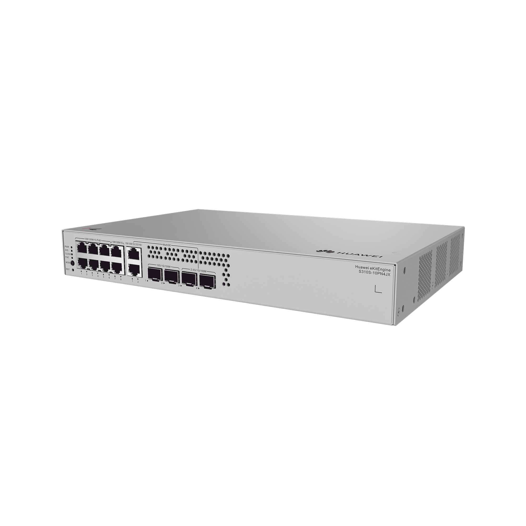 Switch de Acceso eKit Administrable  / Capa 2+ / 6 Puertos PoE+ Gigabit + 2 Puertos PoE+ Multi-Gigabit (2.5 Gbps) + 2 Puertos Gigabit + 2 Puertos SFP + 2 Puertos SFP+ / PoE Perpetuo / Presupuesto PoE 128 W / Sin licenciamiento