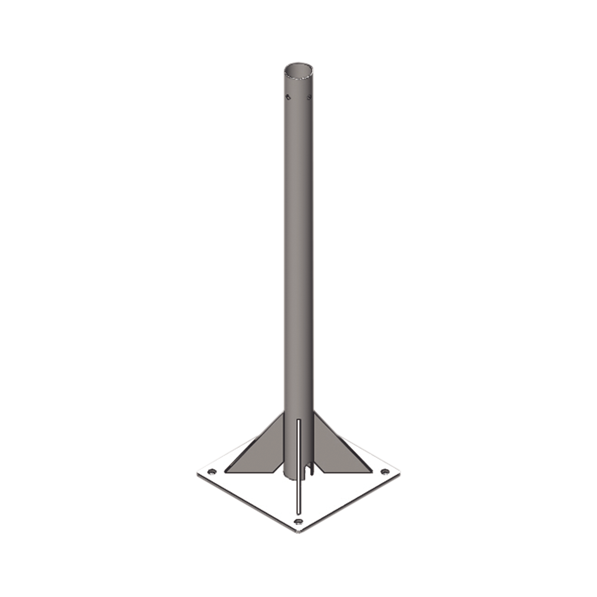Mástil de 2 metros, de 2" de Diámetro, con Opresor, Base Soldada . Galvanizado por Inmersión en Caliente.