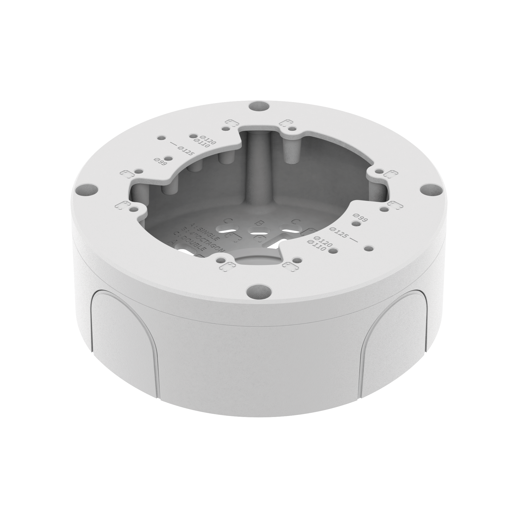 Caja de conexion para tipo Domo y Flat-eye Hanwha  QNE-8011R, QNE-8021R, QND-6011, QNV-C8083R, QNV-C9083R