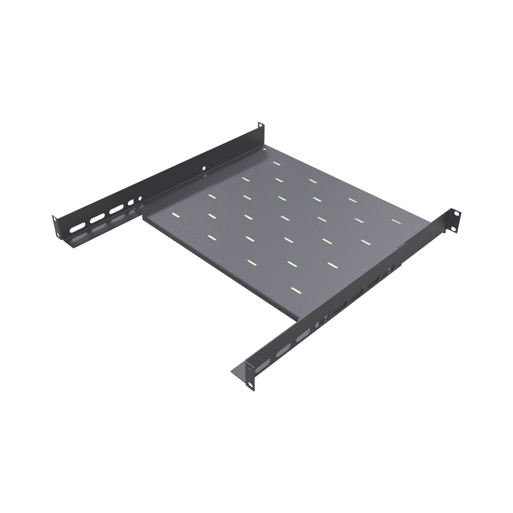 Charola para Gabinetes y Racks de Pared de 4 puntos de Fijación, Profundidad Ajustable de 347 a 489 mm