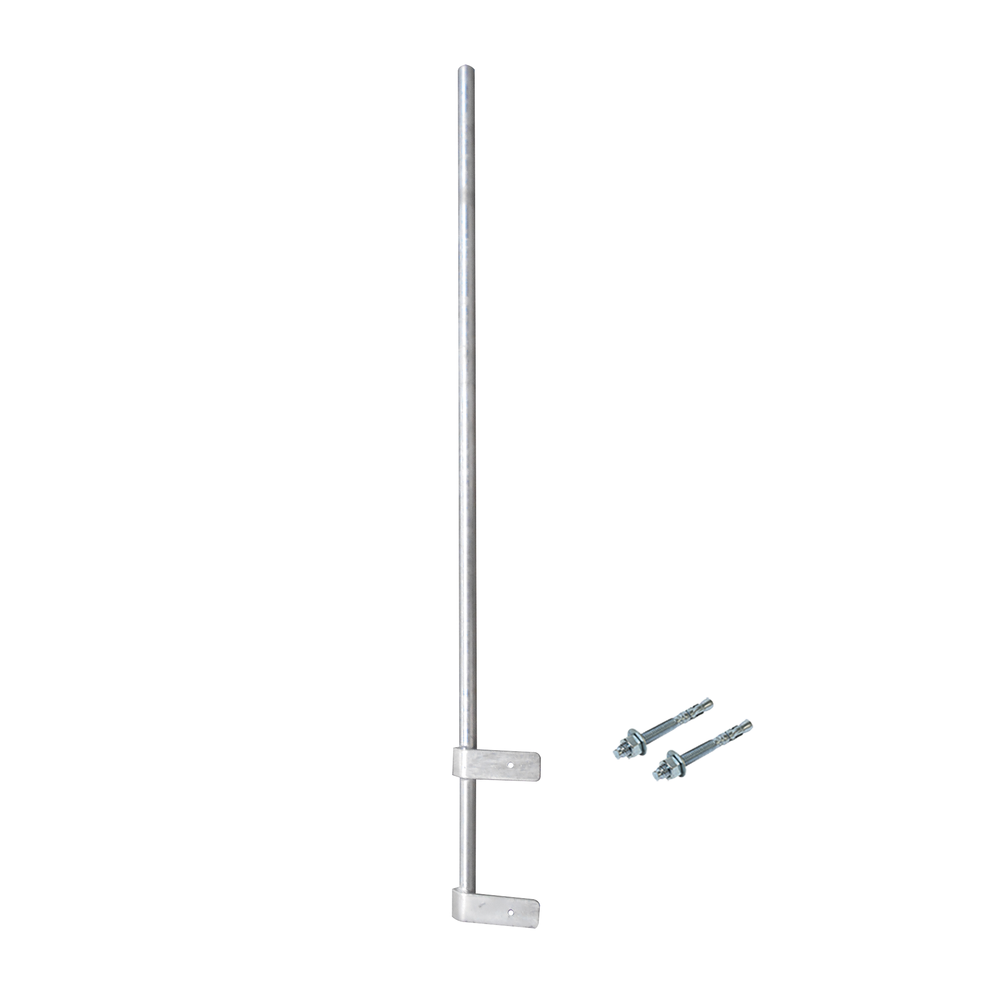 Mástil Liviano de Pared de 1.5 m (Diam. 1-1/4") con Cejas de Fijación  Soldadas, ¡No se gira! Incluye Taquetes para instalación.