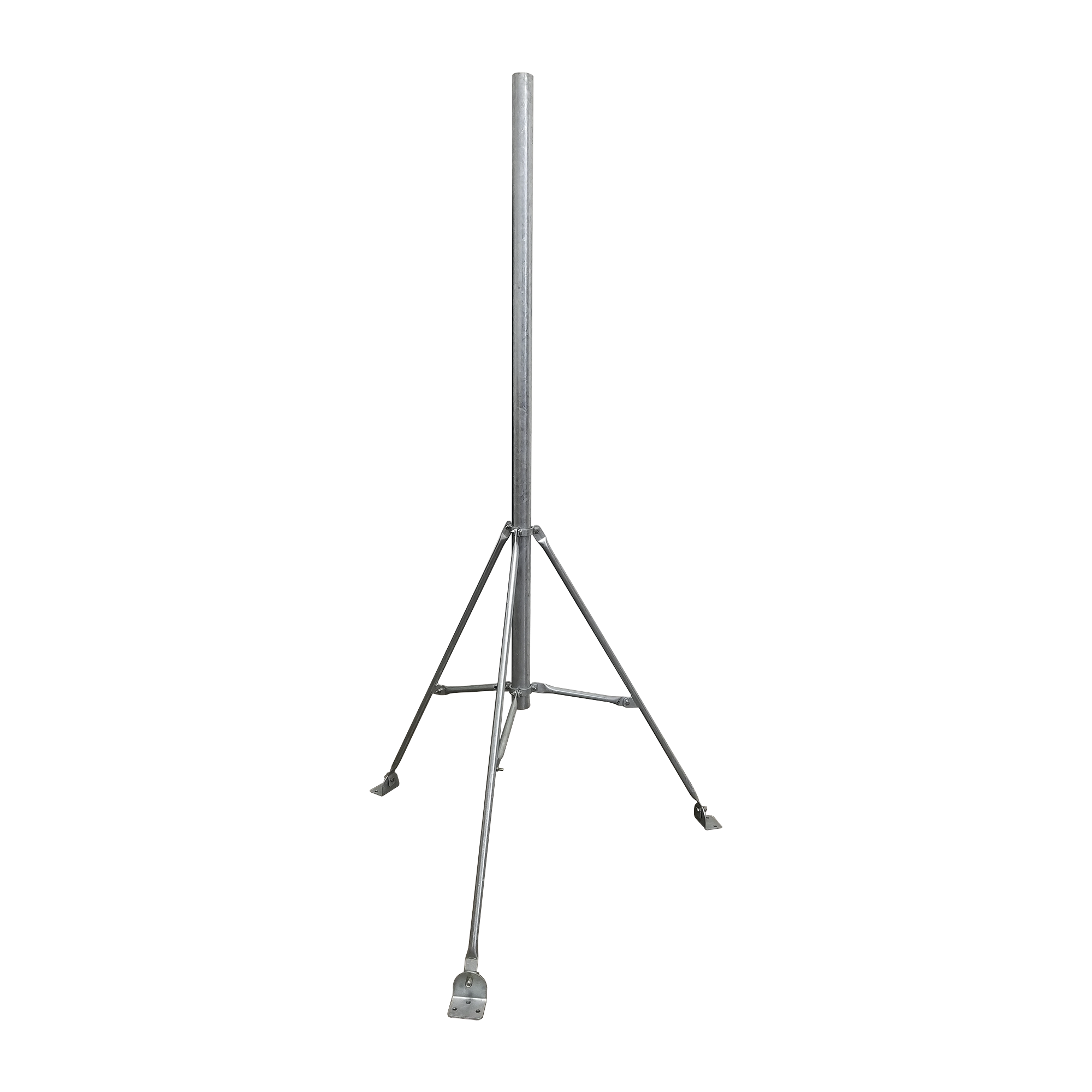 Mástil de 2" x 1.5 metros con Tripie para Instalación en losa. Acero Galvanizado en Caliente.