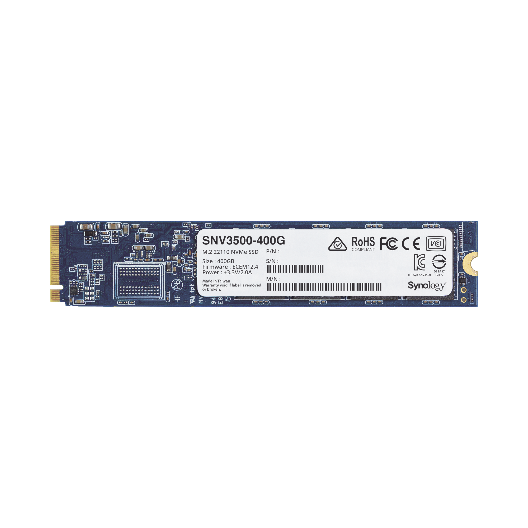 SSD 400GB NVMe M.2 22110, diseñada para Synology NAS con ranuras M.2 integradas