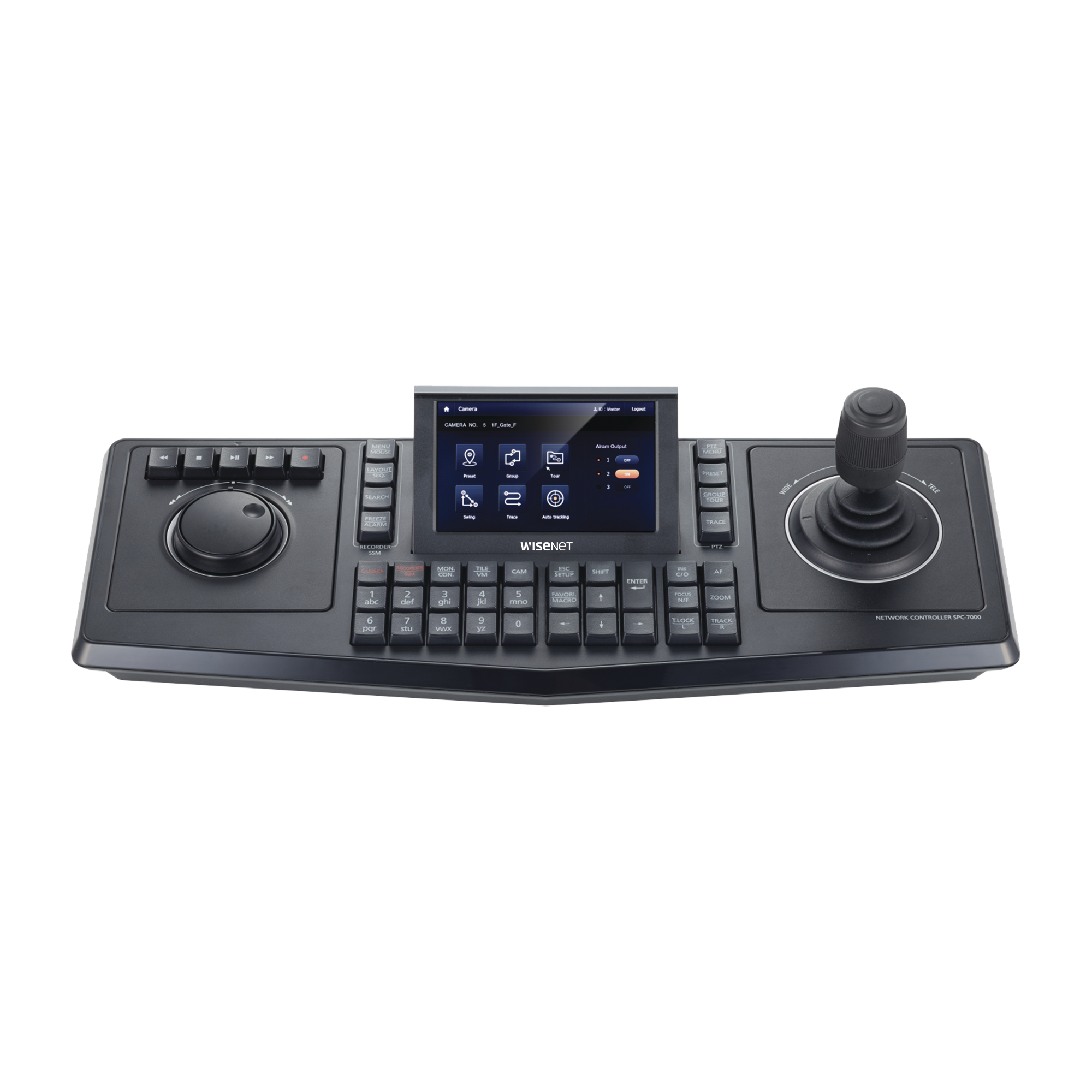 Controlador de domos PTZ y Camaras IP Wisenet, con pantalla LCD touch screen de 5"