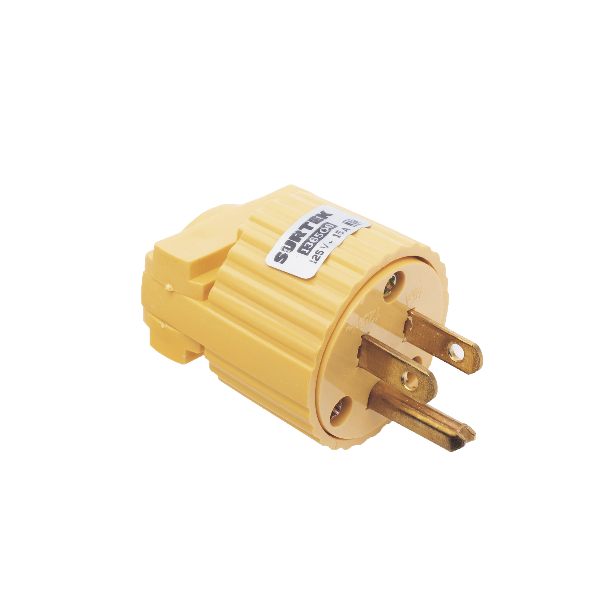 Clavija con Abrazadera Plástica Aterrizada  / 127 V CA 15 A Max.  / Fabricada en Plastico ABS.