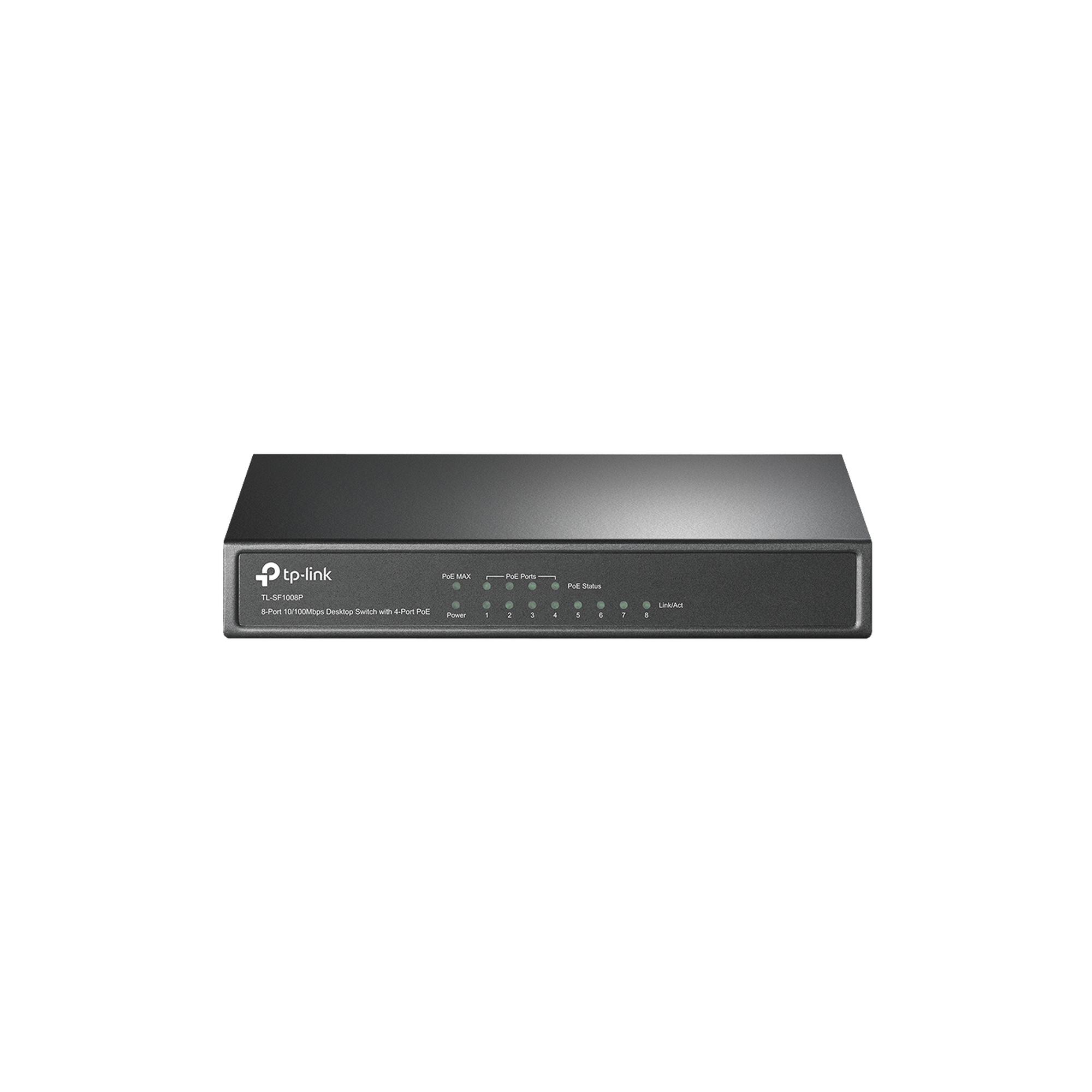 Switch PoE+ No Administrable / De Escritorio 8 puertos 10/100 Mbps / 4 puertos PoE af/at Inteligente / Presupuesto 66 W / Hasta 250 metros
