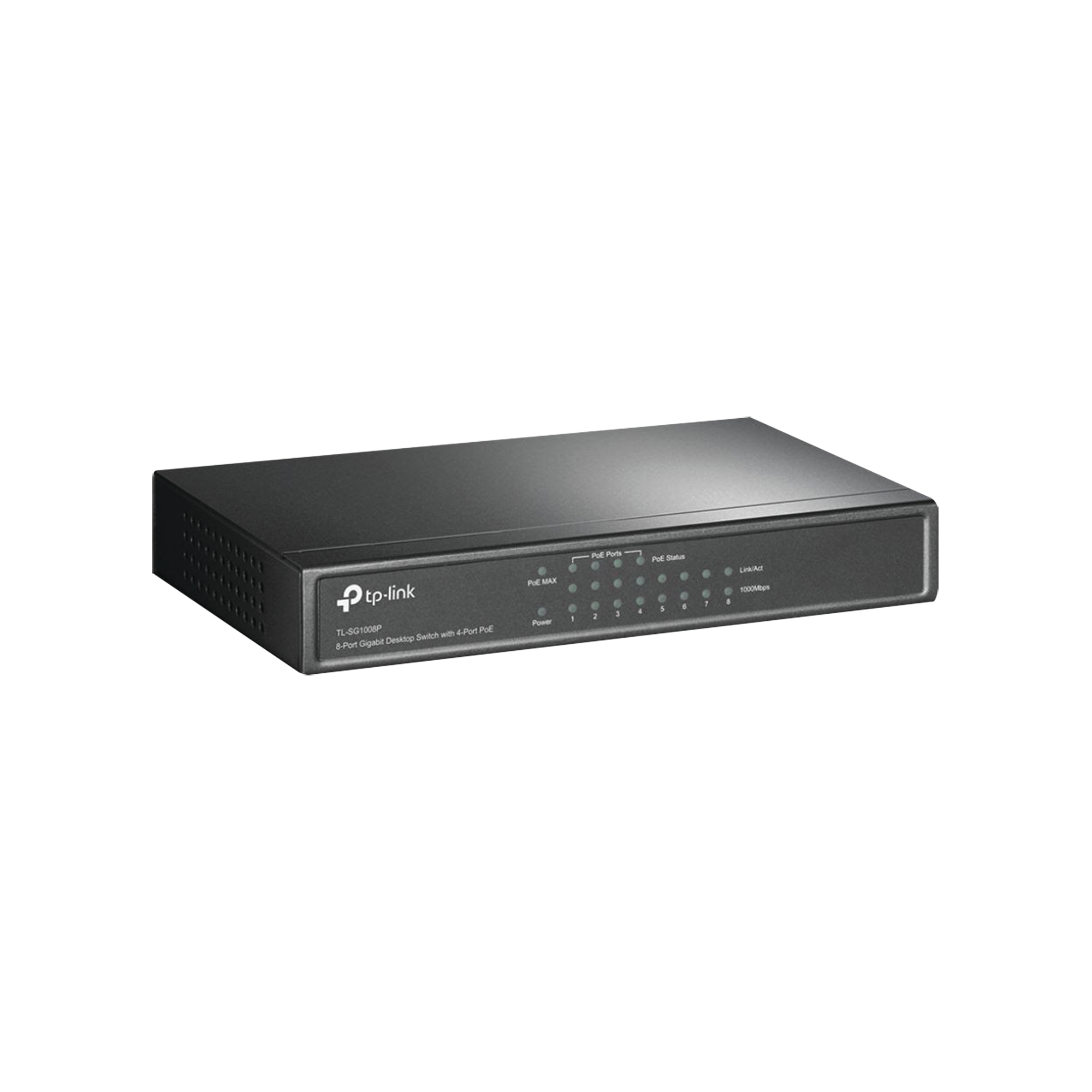 Switch Gigabit PoE+ no administrable de 8 puertos 10/100/1000 Mbps, solo 4 puertos PoE, para escritorio