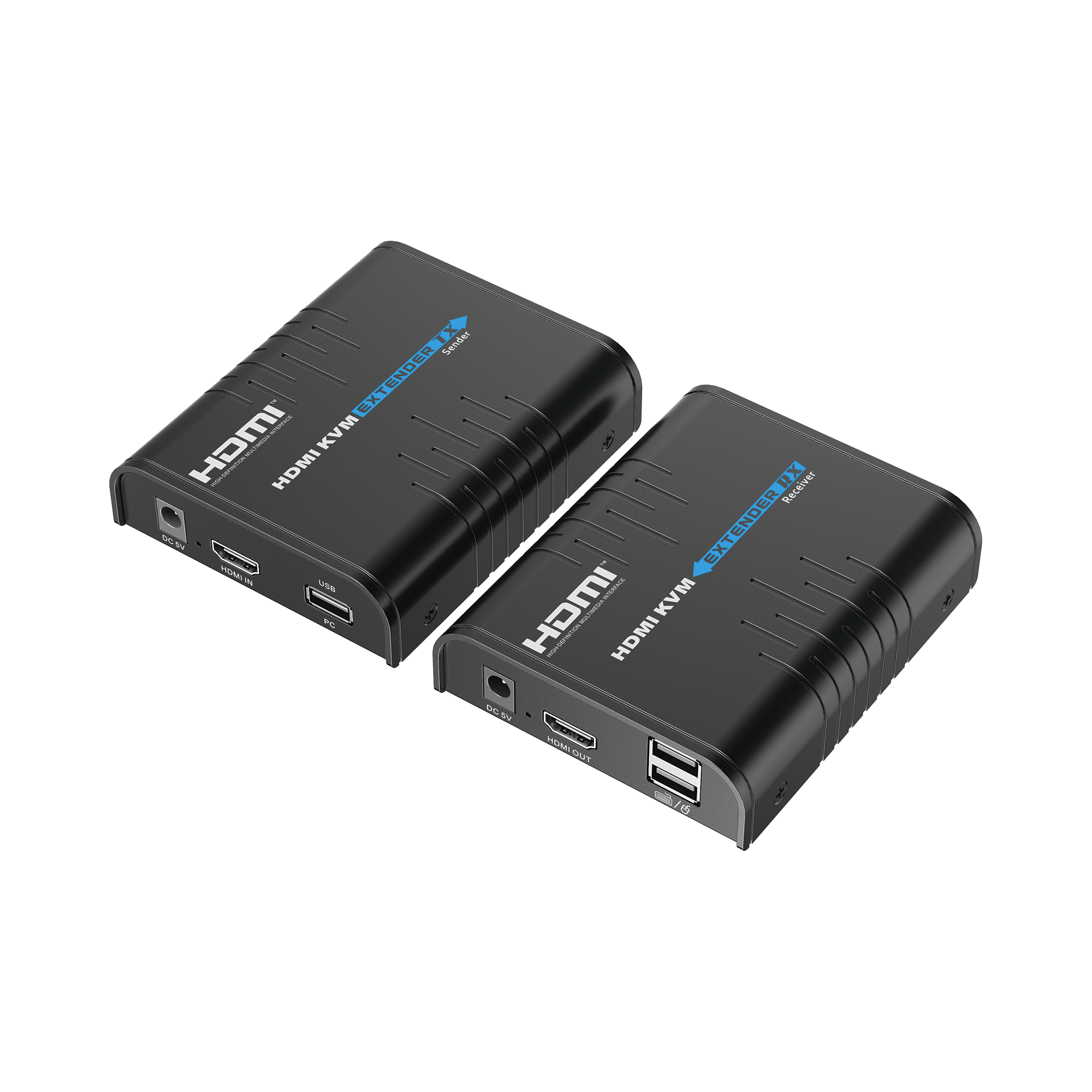 Kit extensor KVM (HDMI y USB) hasta 120 metros / Resolución 1080P @ 60 Hz / Soporta STP y UTP CAT6 /  Soporta Switch Gigabit para control KVM múltiple / Soporta hasta 253 receptores / Transmite el Video y Controla tu DVR vía USB