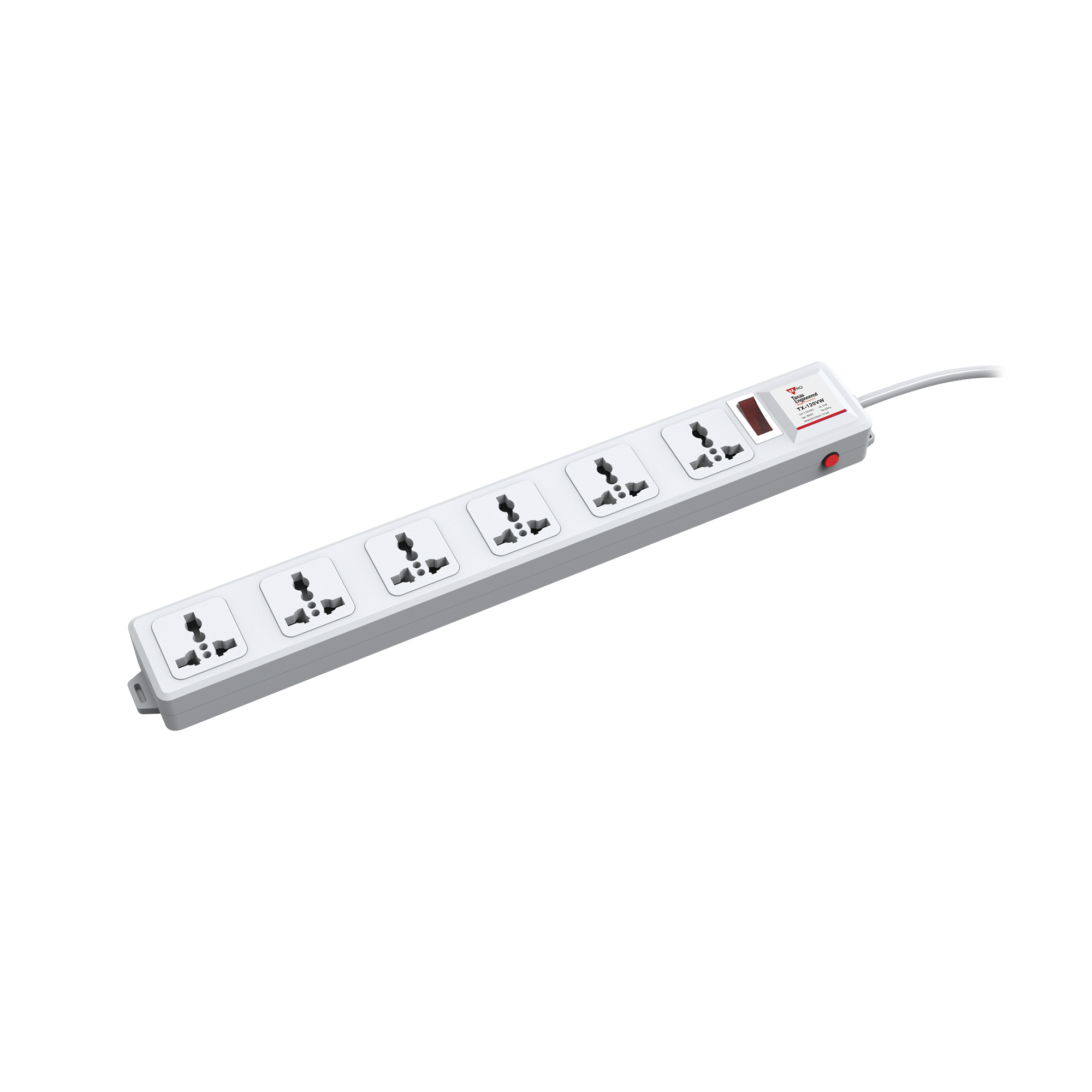 Protector de 120 Vca con 6 contactos de alimentación en color blanco