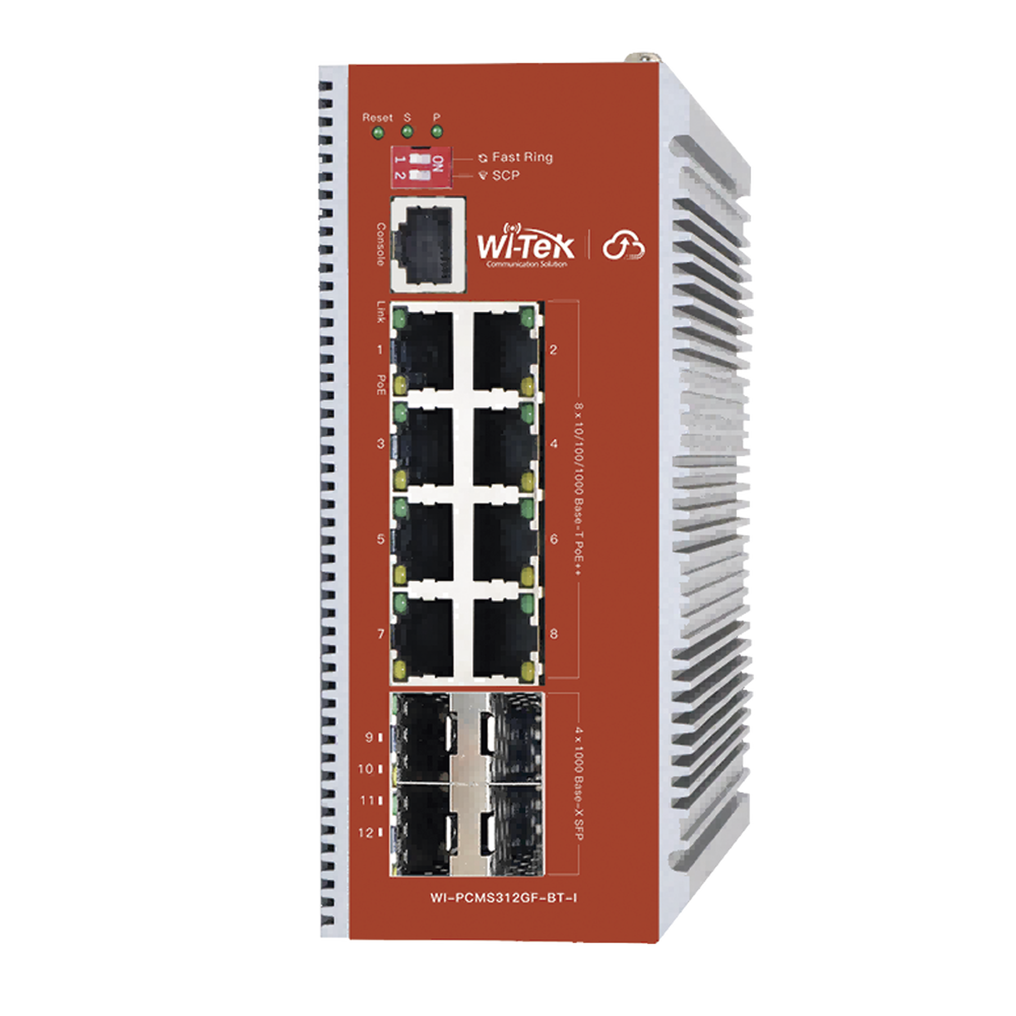 Switch L2+ PoE Industrial / Administración Cloud-Web-CLI / 8 Puertos PoE af/at/bt 100/1000 Mbps / 2 Puertos SFP Gigabit / Presupuesto PoE 460 W / Protocolo ERSP (redundancia enlaces)
