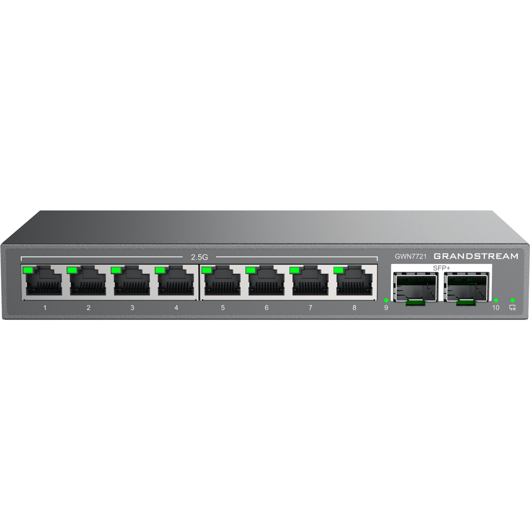 Switch L2 Lite Administrable de 10 Puertos / 8 Puertos Ethernet 2.5 Gigabits / 2 Puertos SFP+ 10 Gigabits / VLAN / QoS / Montaje en Escritorio o Pared / Compatible con GDMS