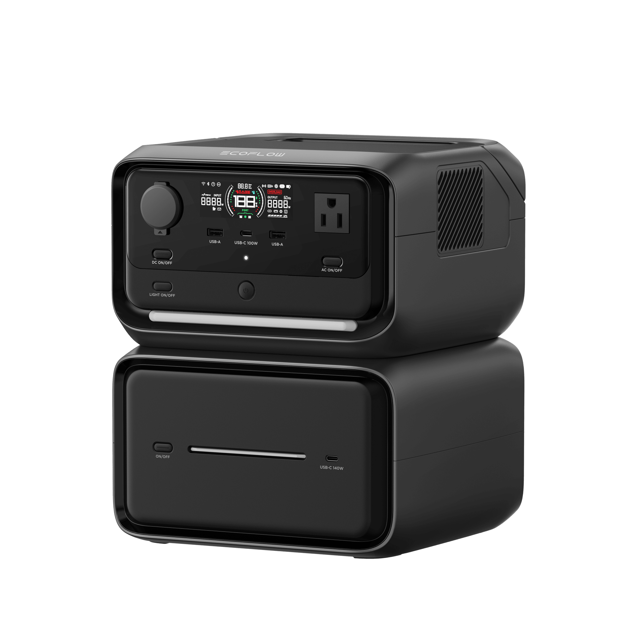 EcoFlow River 3 | Estación de Energía Portátil 245Wh Litio LFP / 2 AC 300 W (Max. 550W) / 1 USB-C 100W / 2 USB -A 12W / Cargador de Coche 8A a 12 o 24V / Conectividad WiFi y Bluetooth (App) / Carga Solar 110W Max.