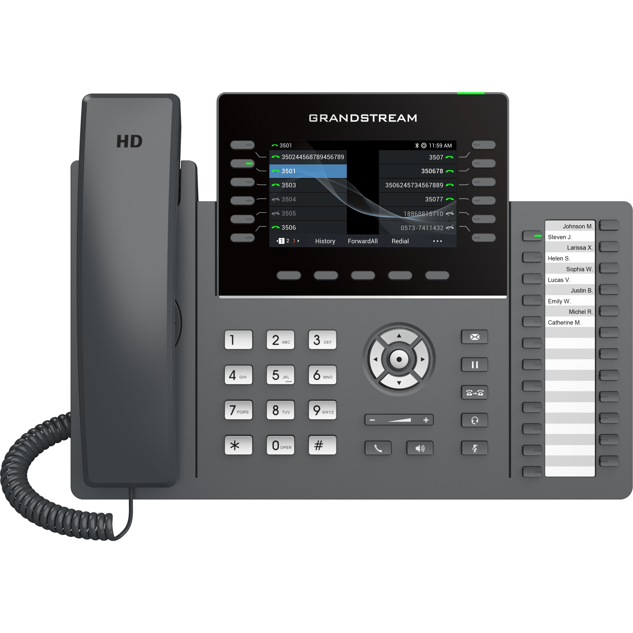 TELÉFONO IP PROFESIONAL DE 12 LÍNEAS / 24 TECLAS DE EXTENSIÓN PROGRAMABLES / WI-FI 6 / POE INTEGRADO / PANTALLA LCD 4.3 PULGADAS / SEGURIDAD DE NIVEL EMPRESARIAL / BLUETOOTH INTEGRADO / COMPATIBLE CON GDMS / AUDIO HD CON NOISE-SHIELD