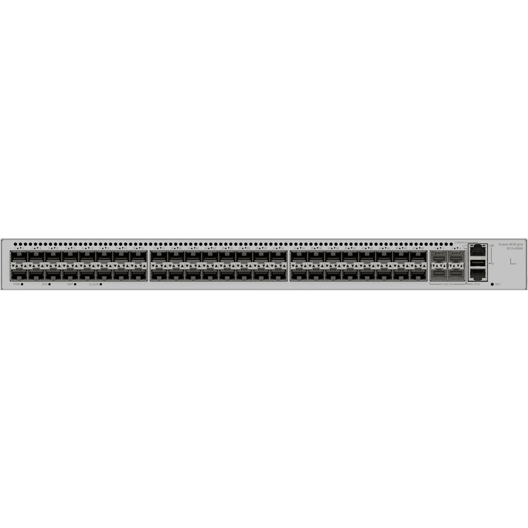 Switch eKit Core/Distribución Administrable Capa 3 / 48 puertos SFP  de 1 Gbps + 4 Puertos SFP+ de 10 Gbps / Soporta iStack / Capacidad de Conmutación de 176 Gbps / Gestión Gratuita desde la Nube / Sin Licenciamiento