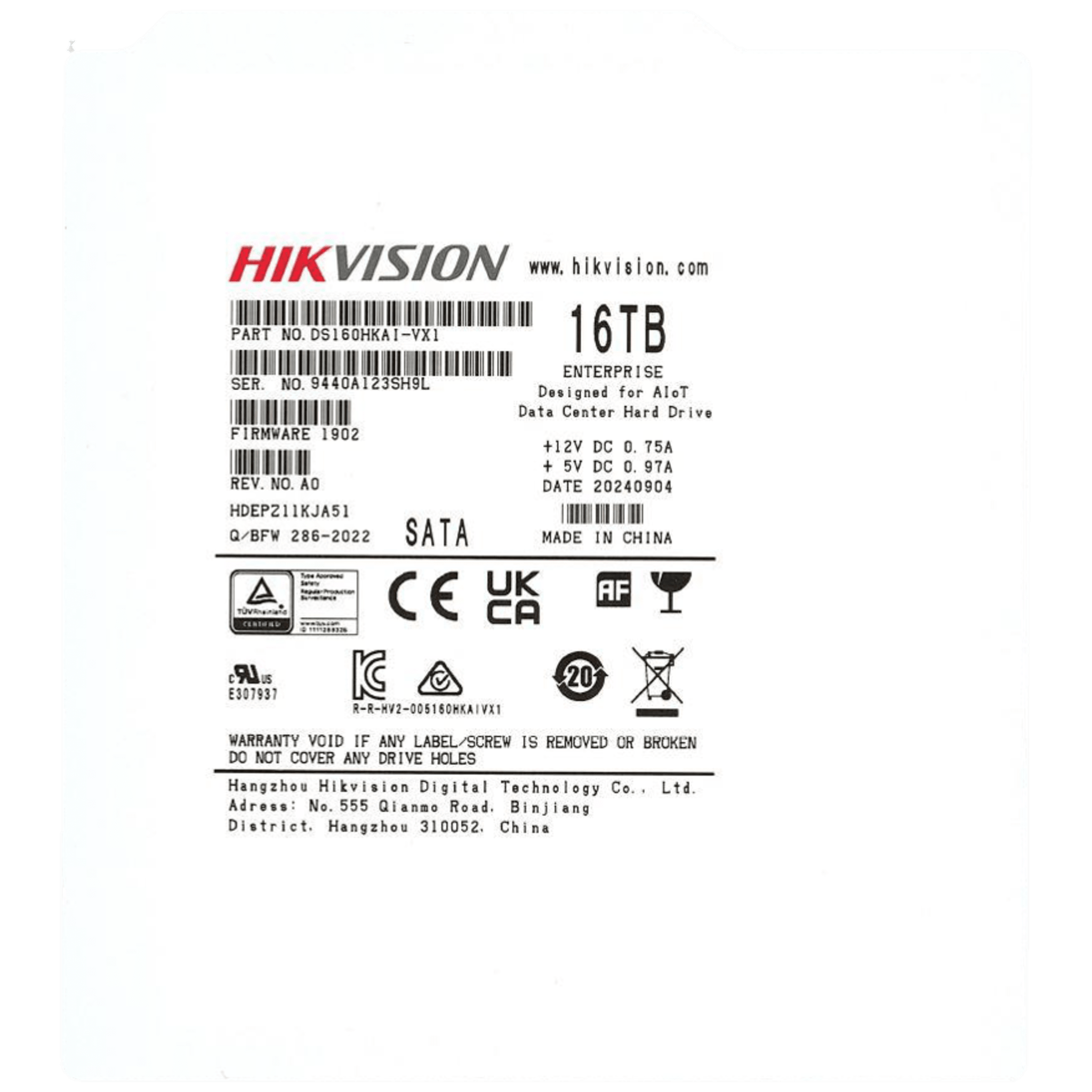 Disco Duro Empresarial / 16 TB / 7200 RPM / Interfaz SATA 6 Gb/s / Búfer de 512 MB / Diseñado para Operación 24/7 / Transferencia de 550 TB por Año