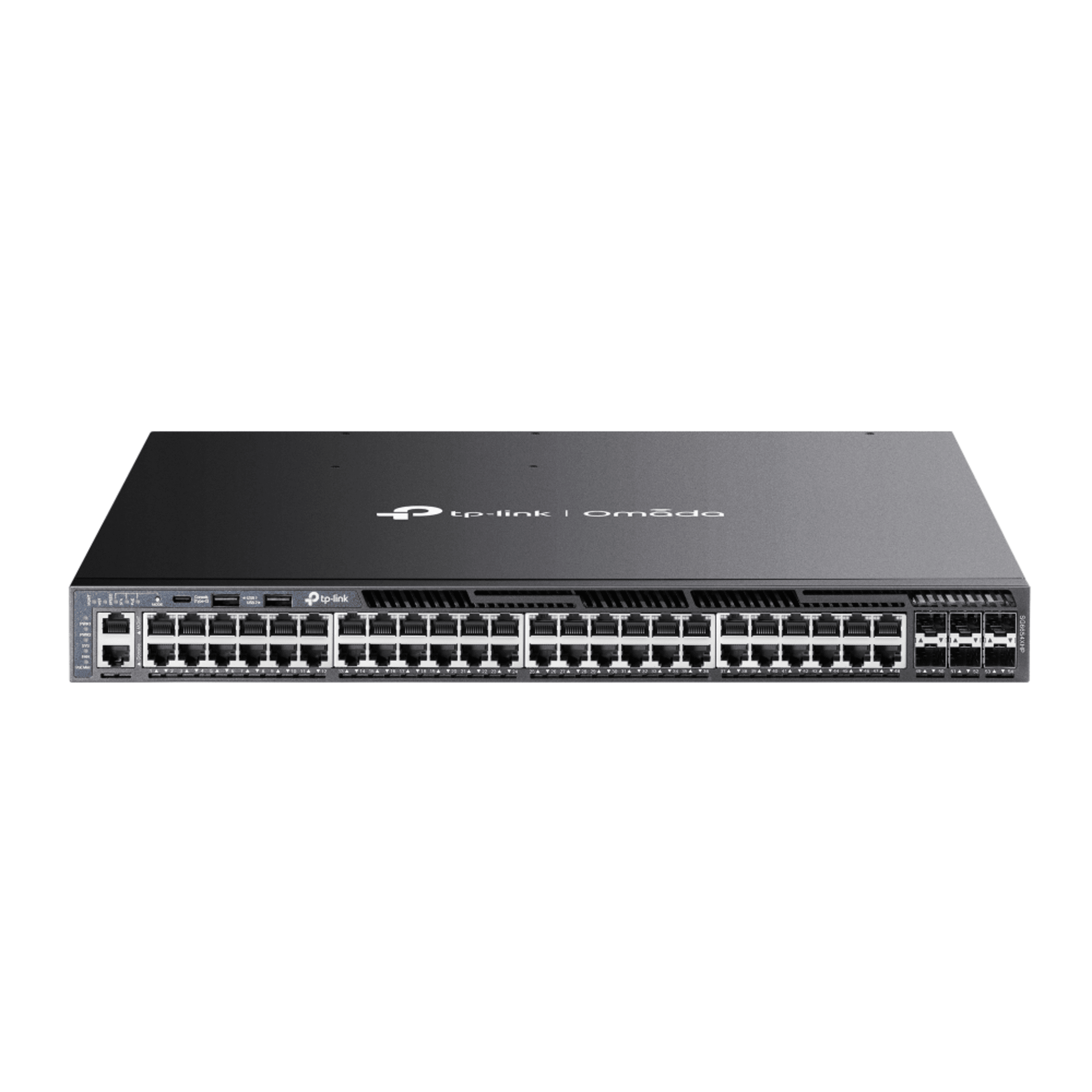 Switch Omada L3 SDN Administrable / 48 puertos Gigabit y 6 puertos SFP+ / Presupuesto PoE 1440 W / Funciones RIP, VVRP, Servidor DHCP / Administración centralizada OMADA / Fuente Redundante