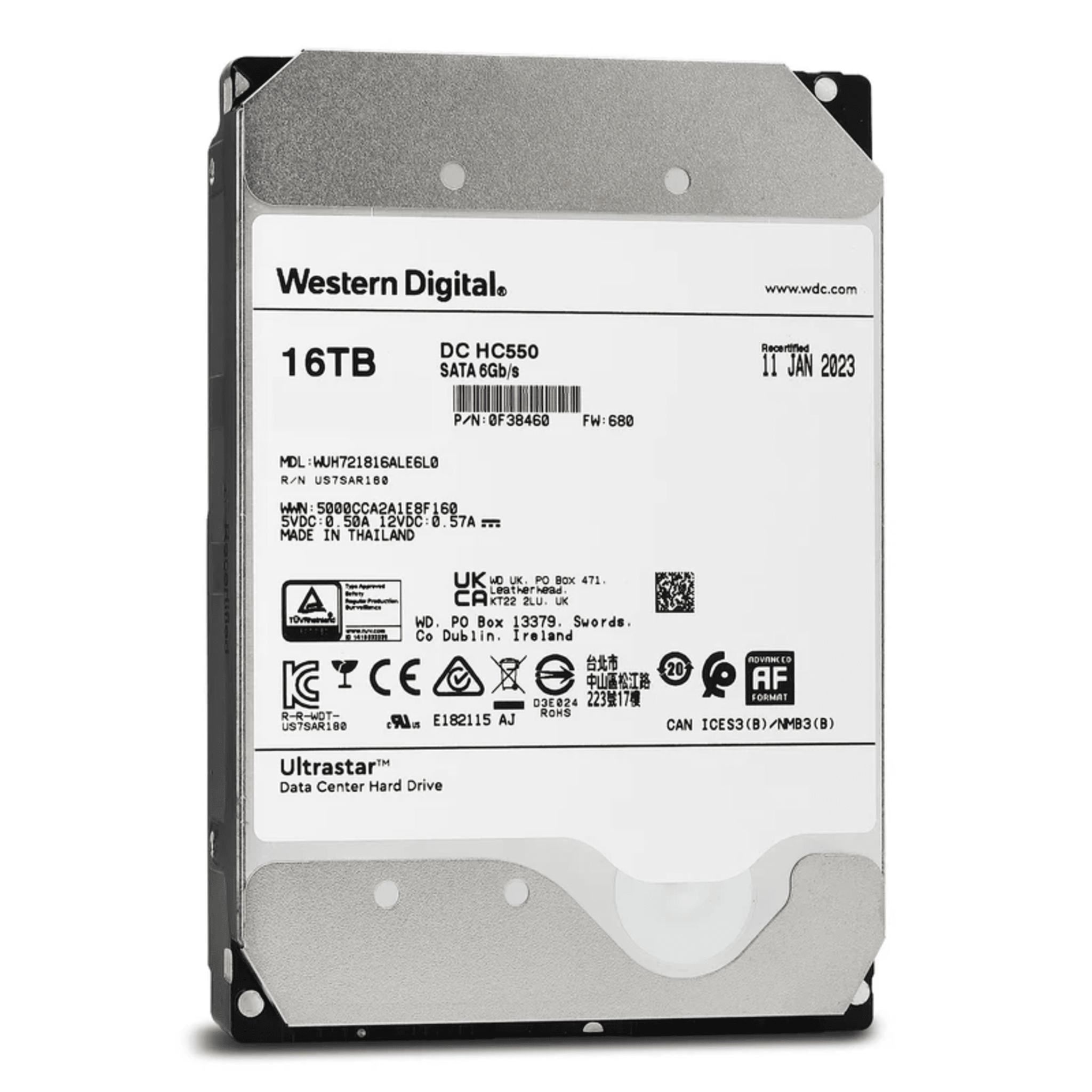 Disco Duro Enterprise 16 TB / Wester Digital (WD) / Serie Ultrastar / Recomendado para Data Center y NVRs de Alta Capacidad / Alto Performace