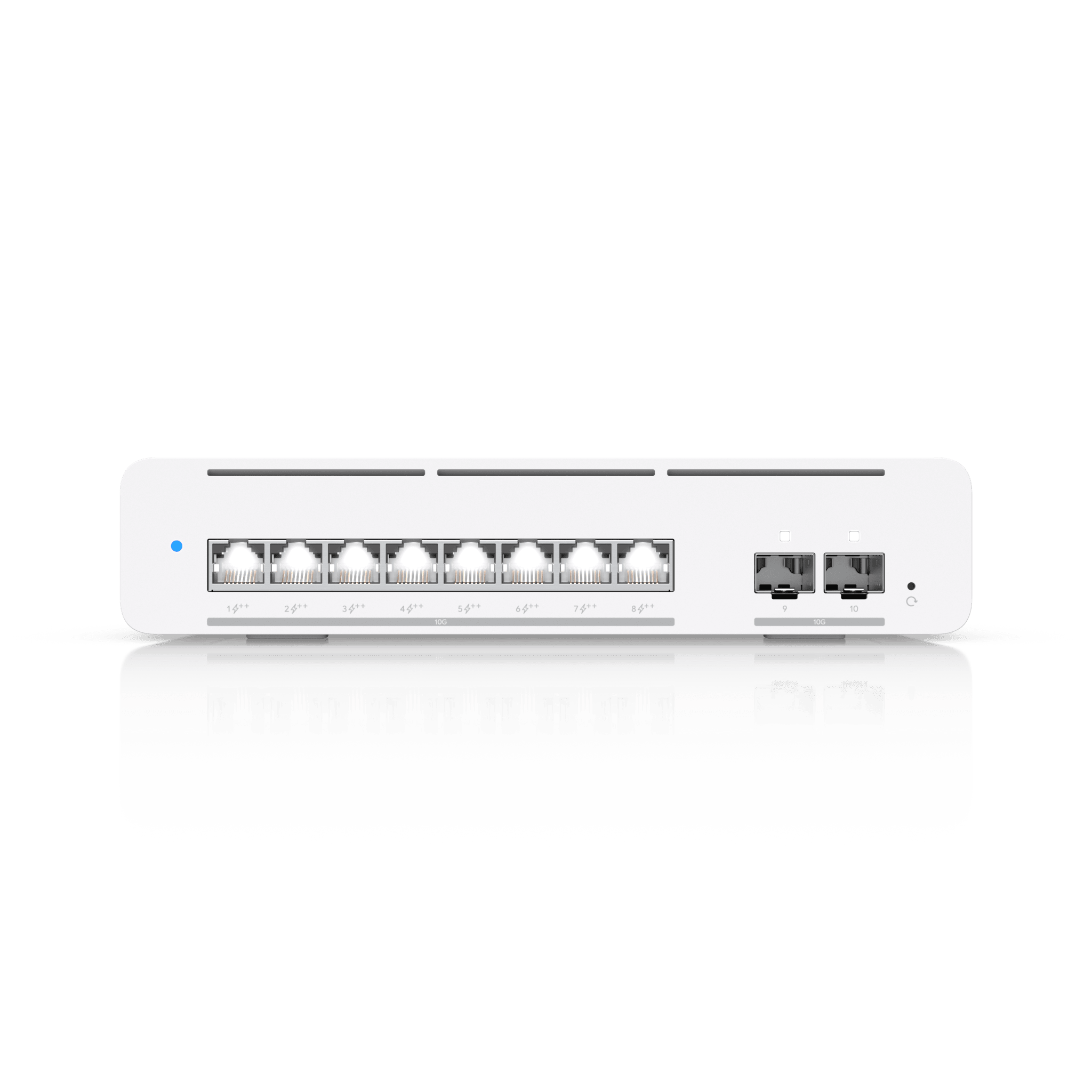 USW Pro XG 8 PoE Switch PoE++ Capa 3 Etherlighting™ de 8 Puertos 10GbE (Todos PoE++) y 2 Puertos SFP+ con Disponibilidad PoE de 155W